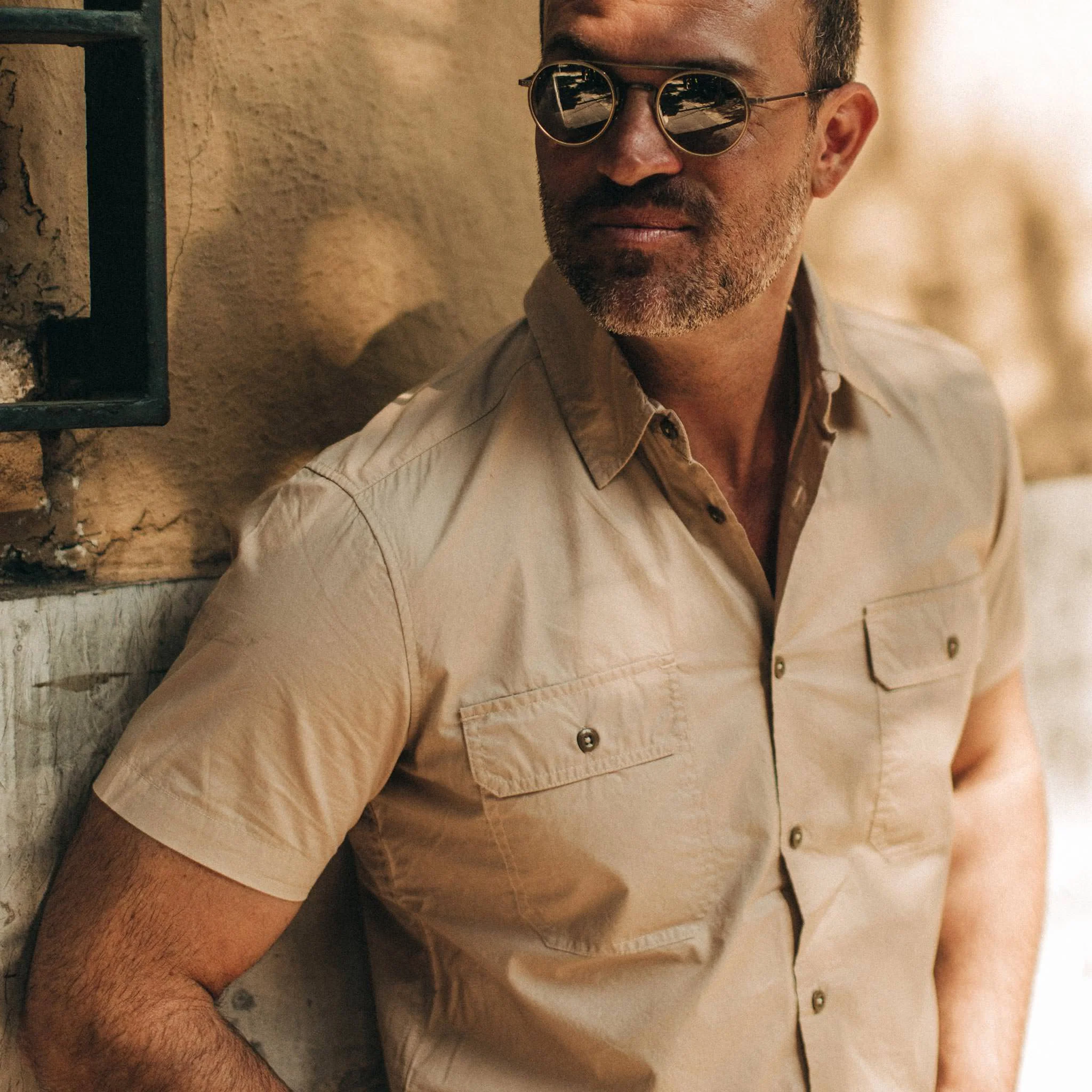 The Short Sleeve Officer Shirt in Khaki - Image 3
