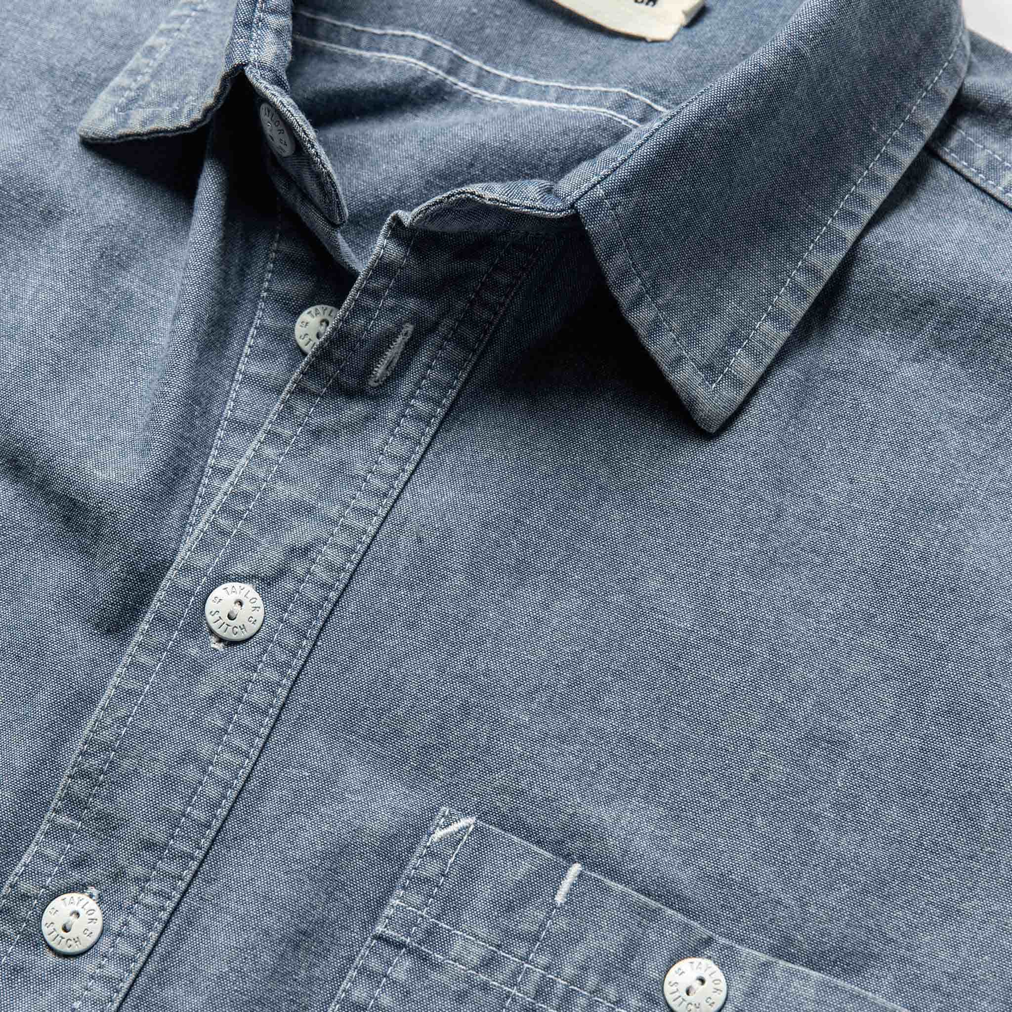 The Short Sleeve Popover in Blue Chambray - Image 6
