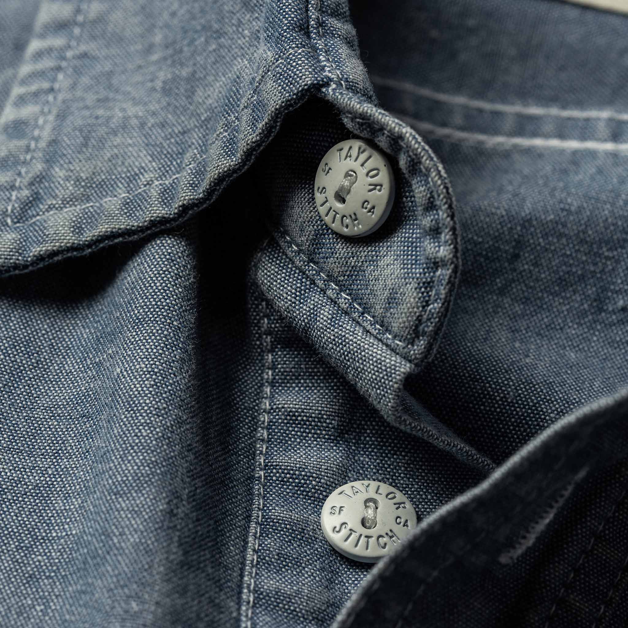 The Short Sleeve Popover in Blue Chambray - Image 9