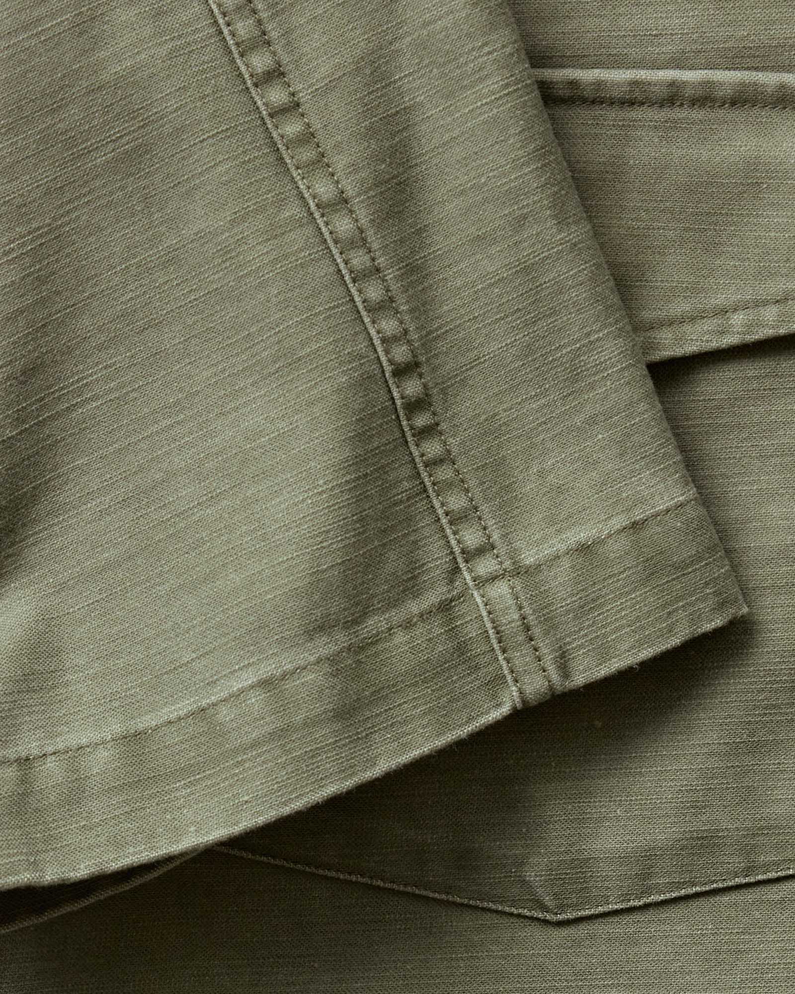 The Short Sleeve Surplus Shirt in Field Olive Reverse Sateen - Image 5