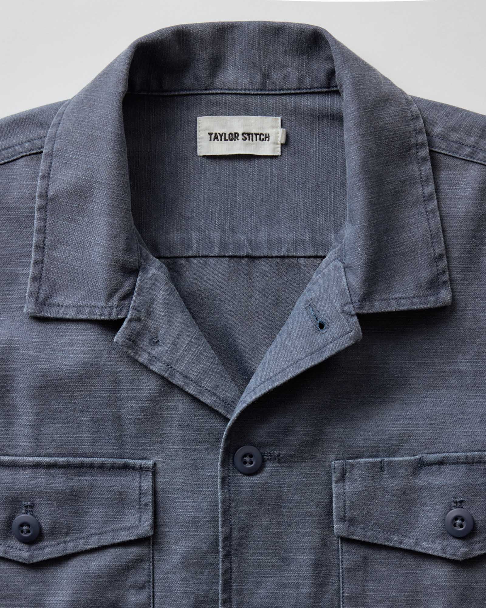 The Short Sleeve Surplus Shirt in Navy Reverse Sateen - Image 5