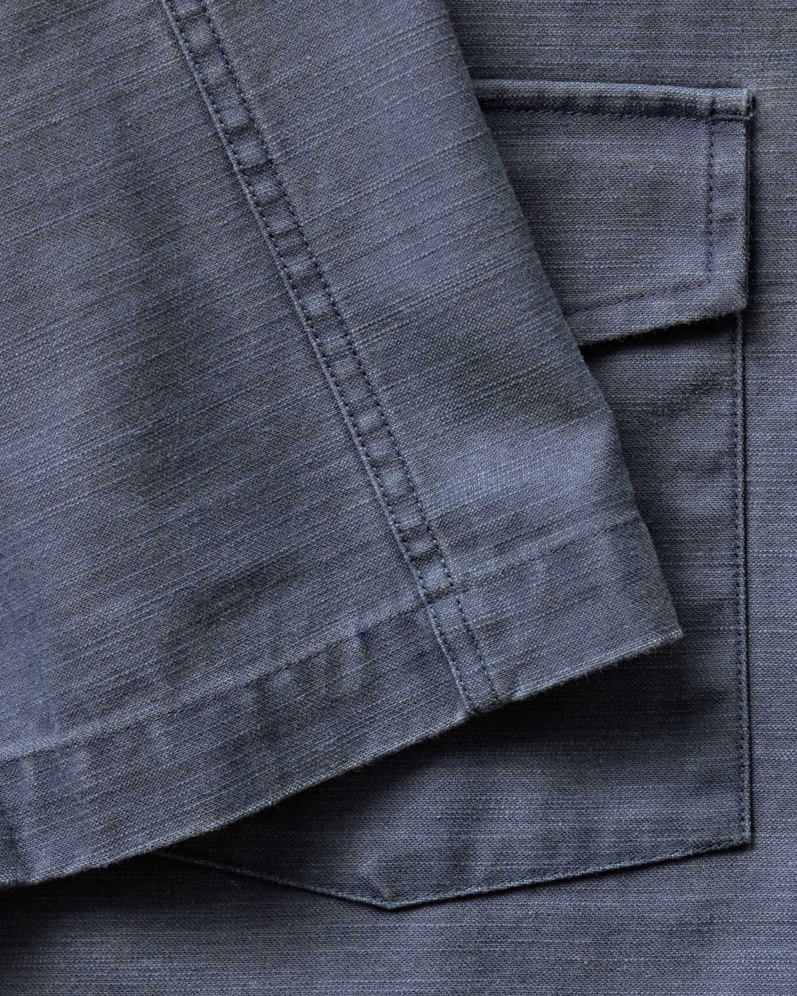 The Short Sleeve Surplus Shirt in Navy Reverse Sateen - Image 7