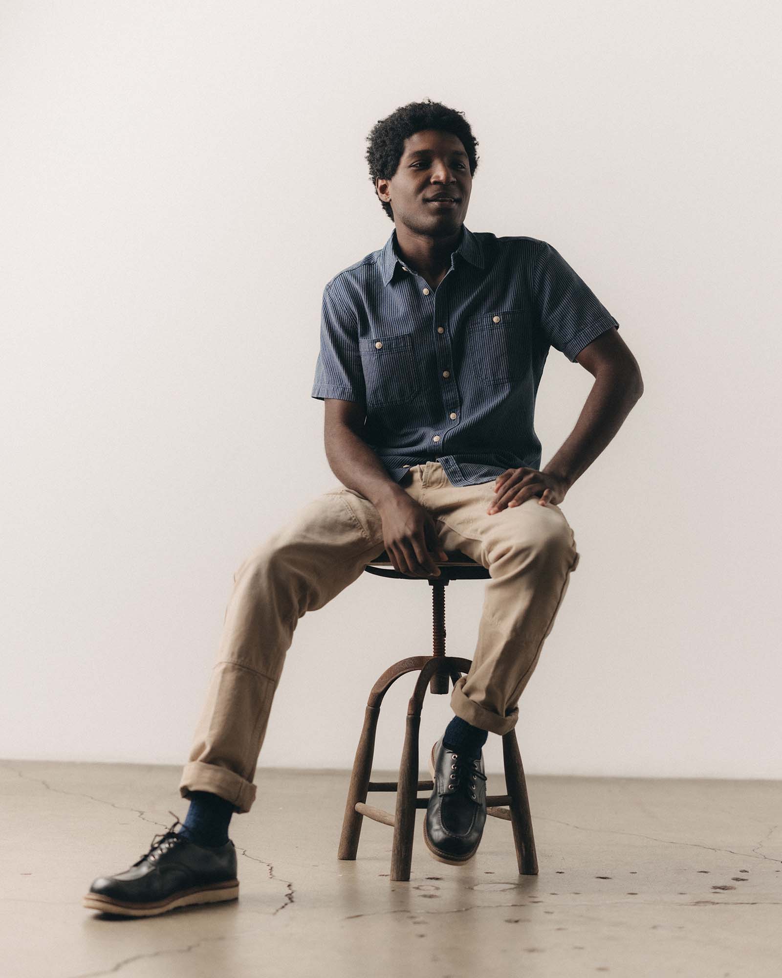 The Short Sleeve Utility Shirt in Roped Indigo - Image 3