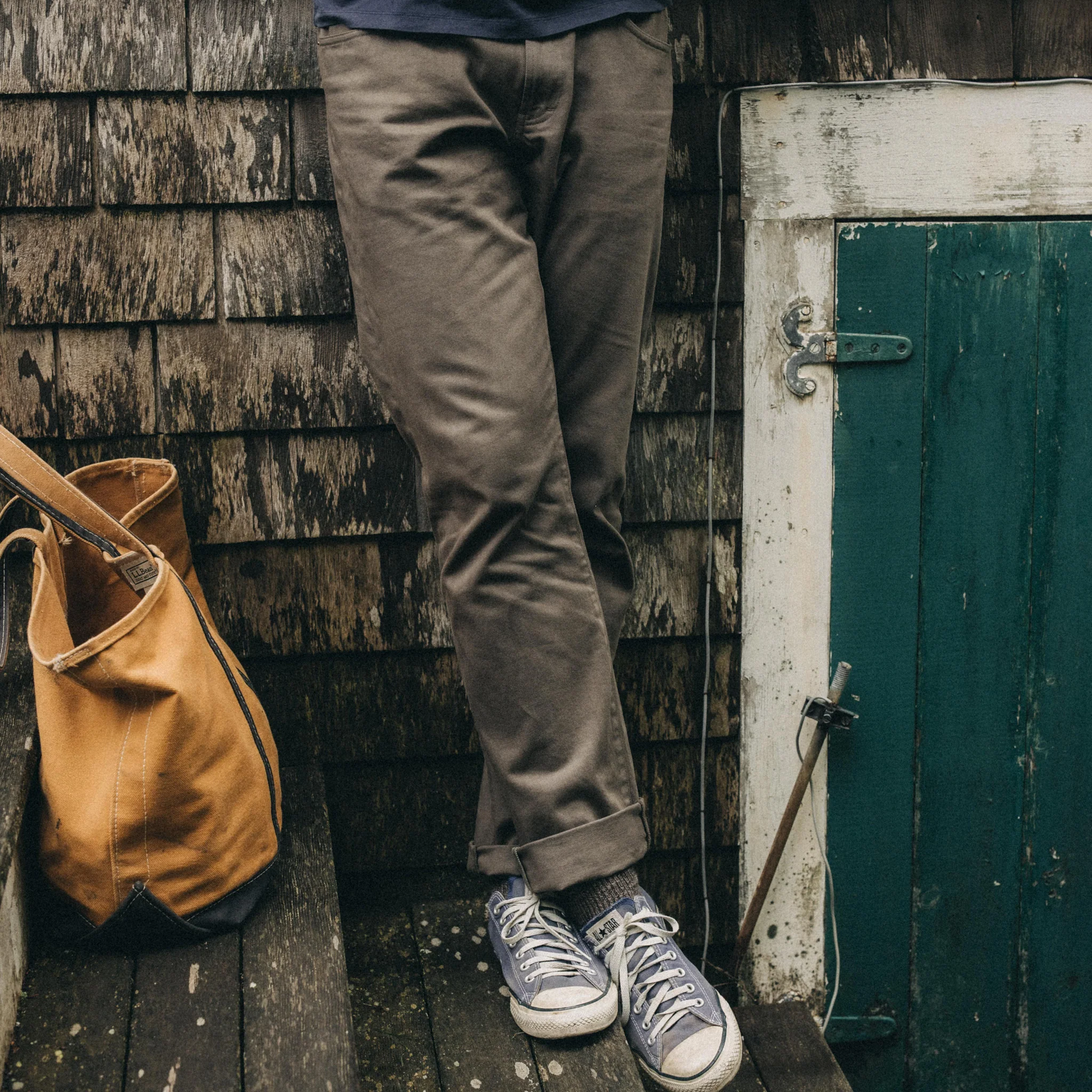 The Slim All Day Pant in Fatigue Olive Selvage Denim - Image 4