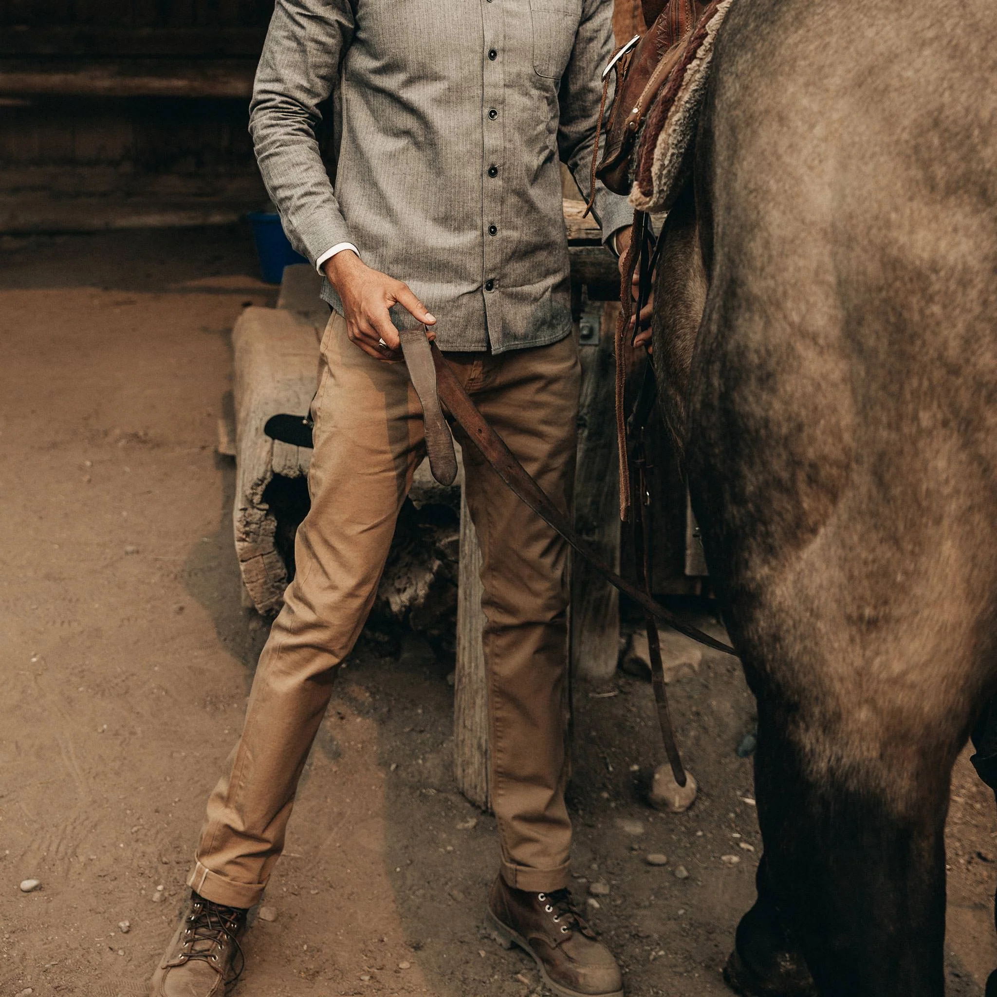 The Slim All Day Pant in Rustic Oak Organic Selvage - Image 2