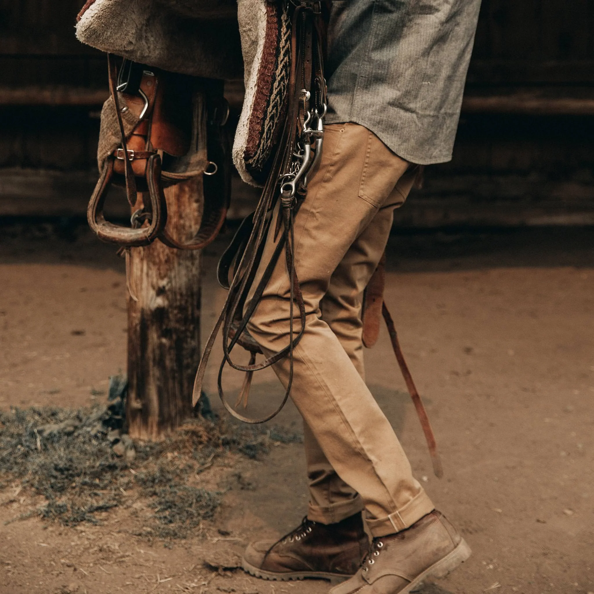 The Slim All Day Pant in Rustic Oak Organic Selvage - Image 3