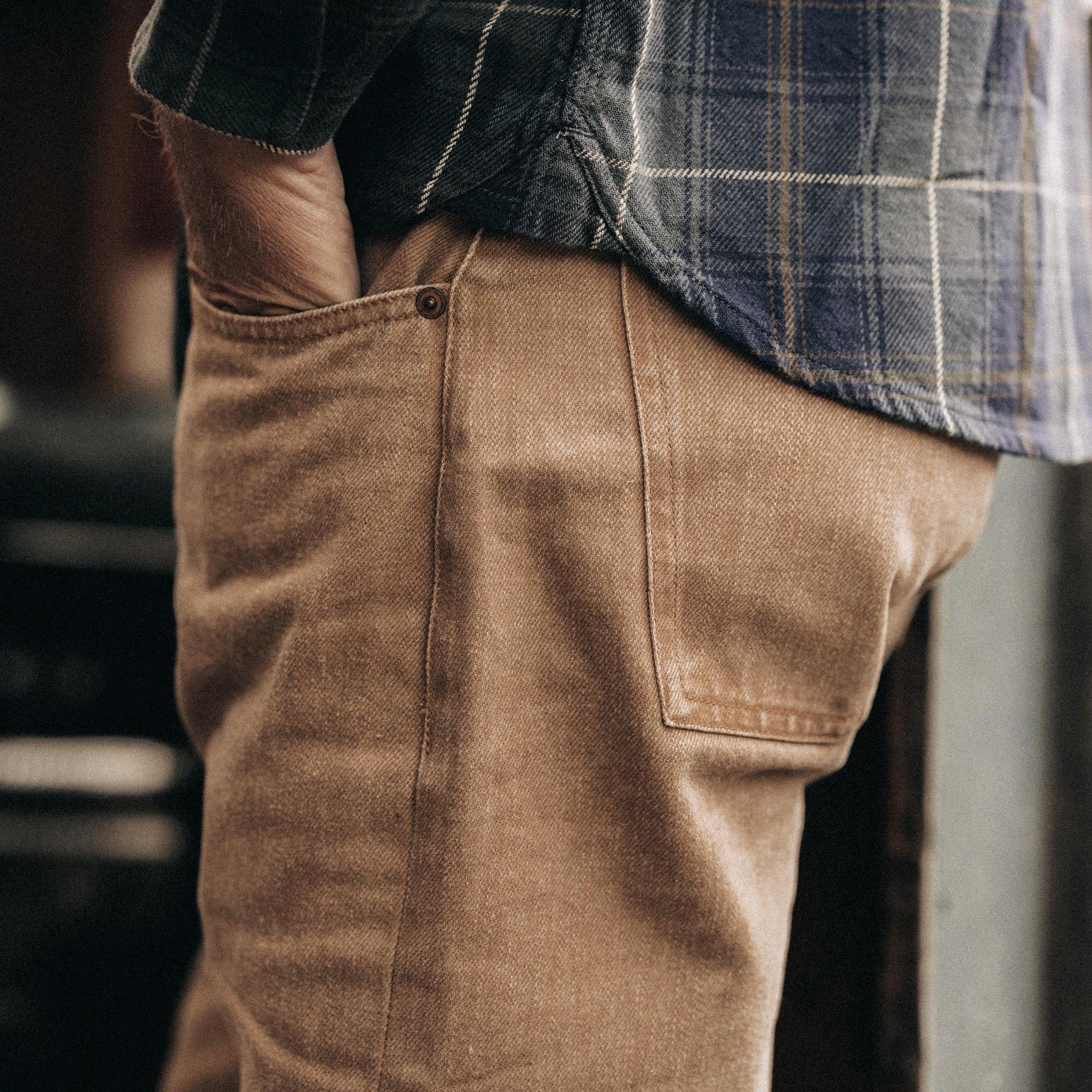The Slim All Day Pant in Washed Tobacco Selvage - Image 3