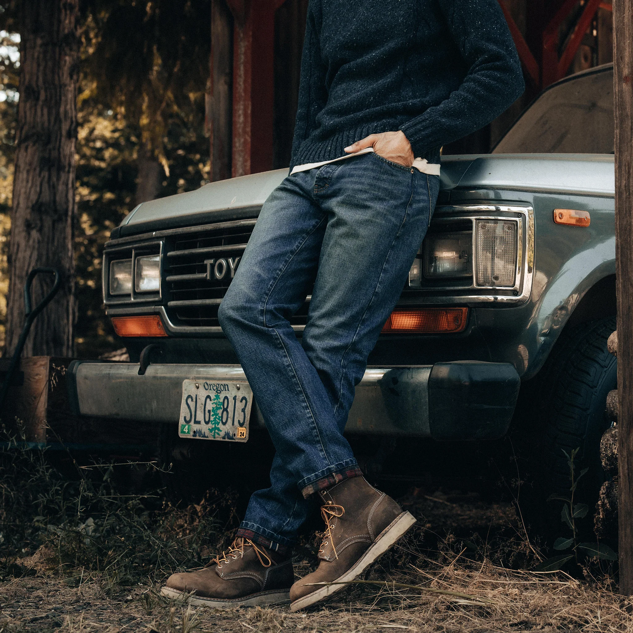 The Slim Brushed Back Jean in Sawyer Wash Organic Selvage - Image 3