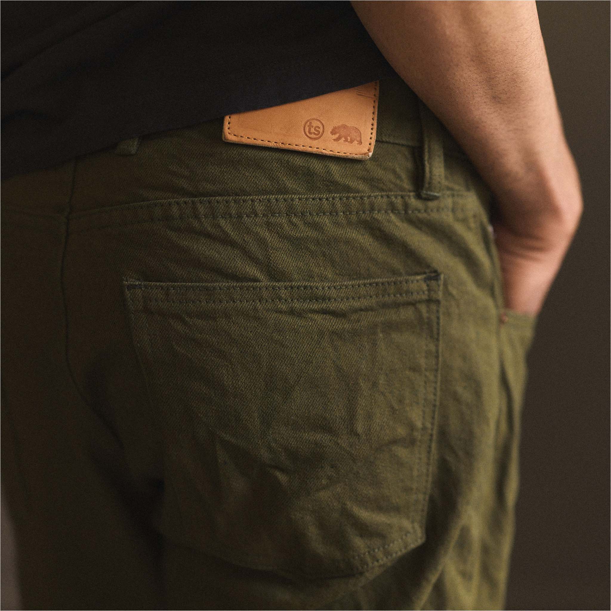 The Slim Jean in Olive Nihon Menpu Selvage - Image 5