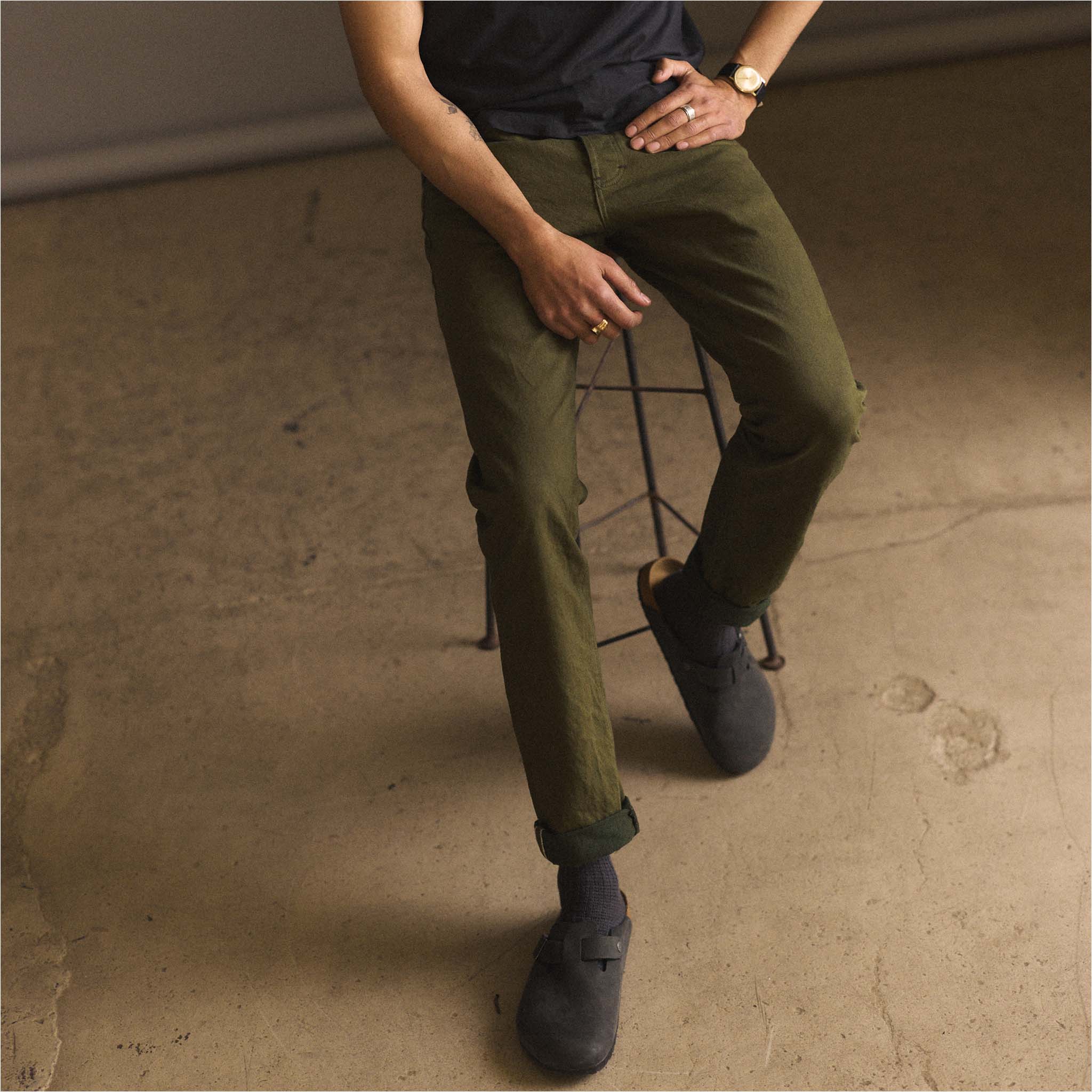 The Slim Jean in Olive Nihon Menpu Selvage - Image 6