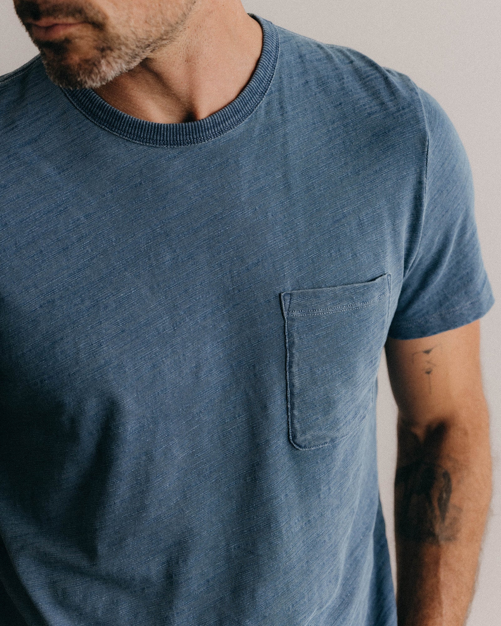 The Slub Tee in Washed Indigo - Image 3