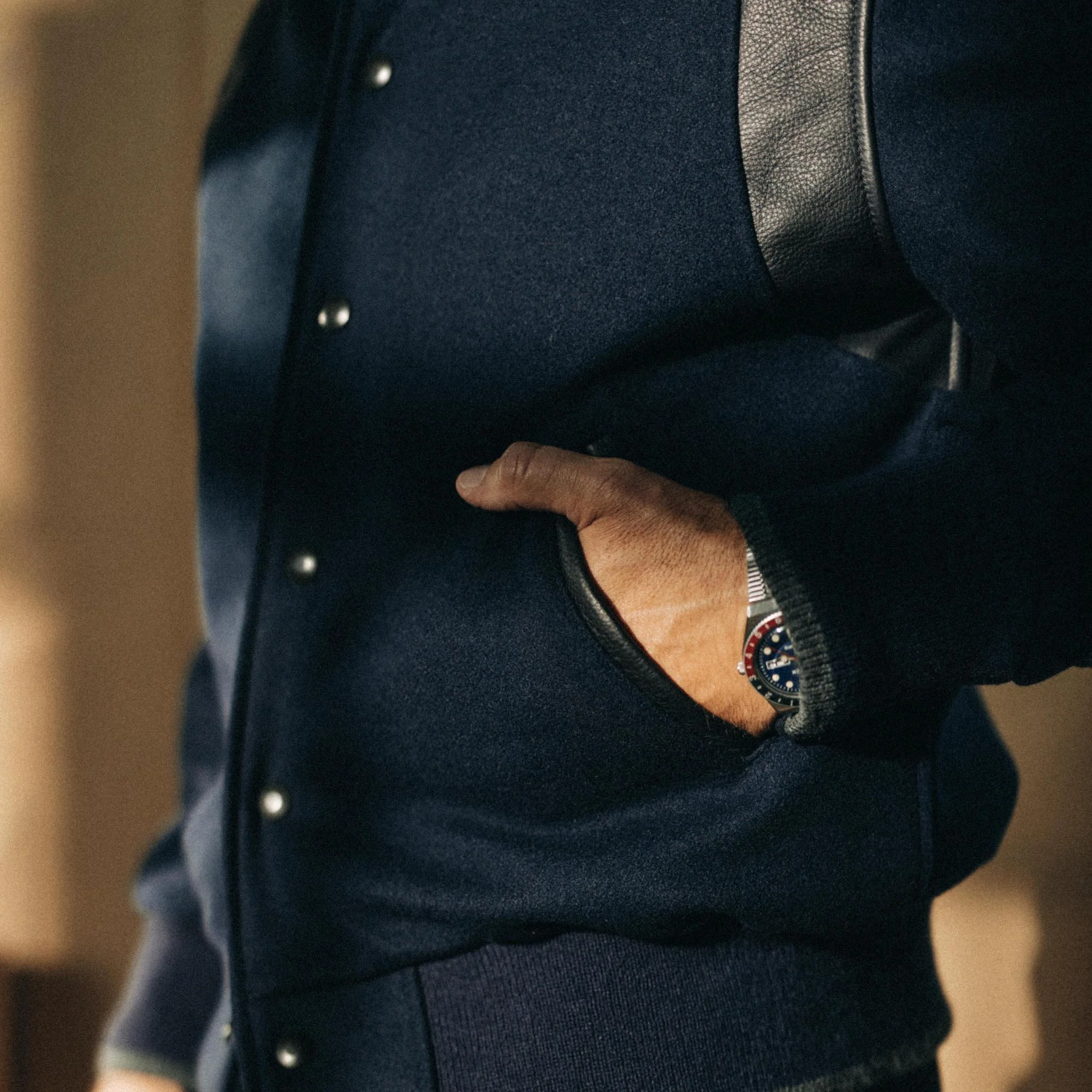 The Golden Bear Snap Bomber in Midnight Wool - Image 5