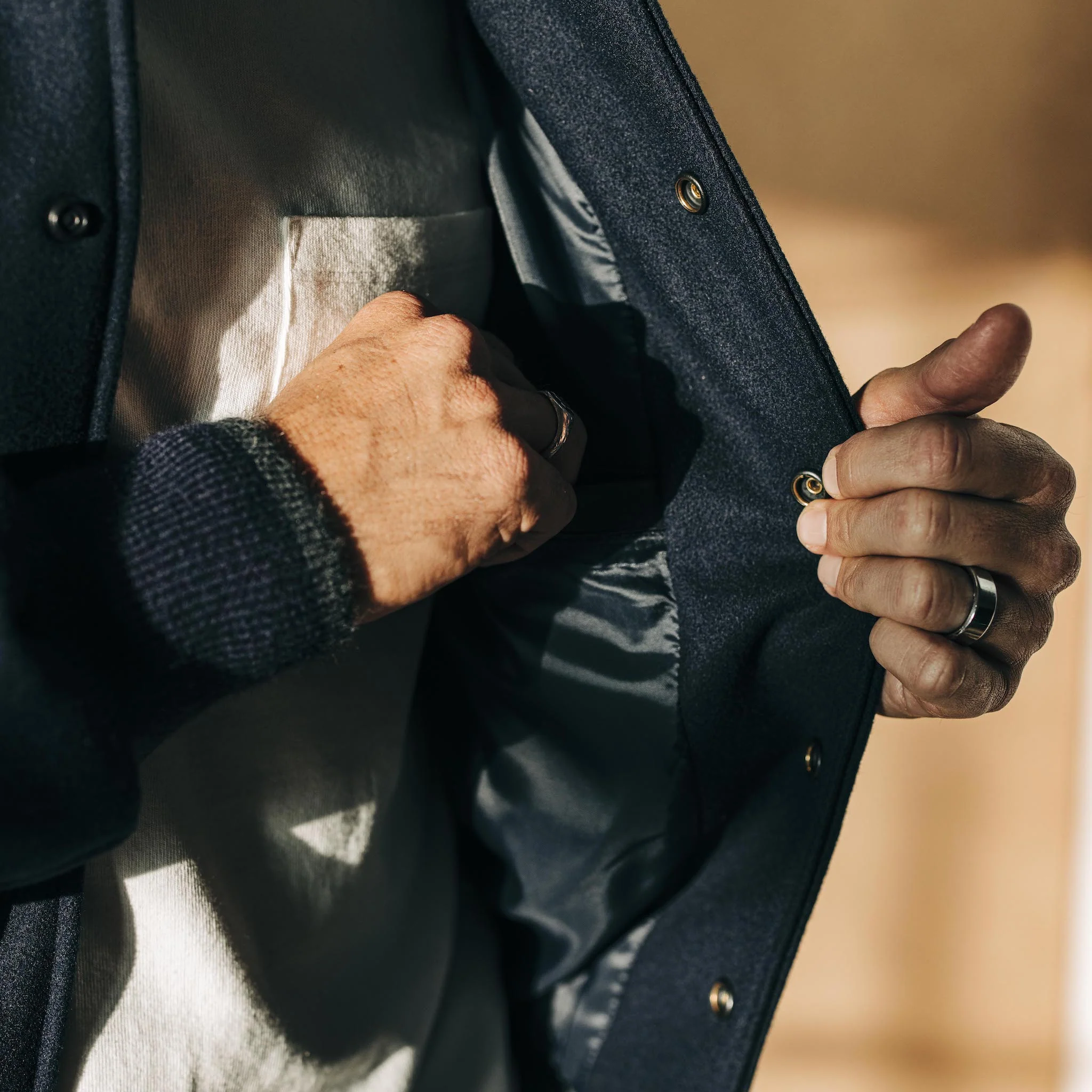 The Golden Bear Snap Bomber in Midnight Wool - Image 6
