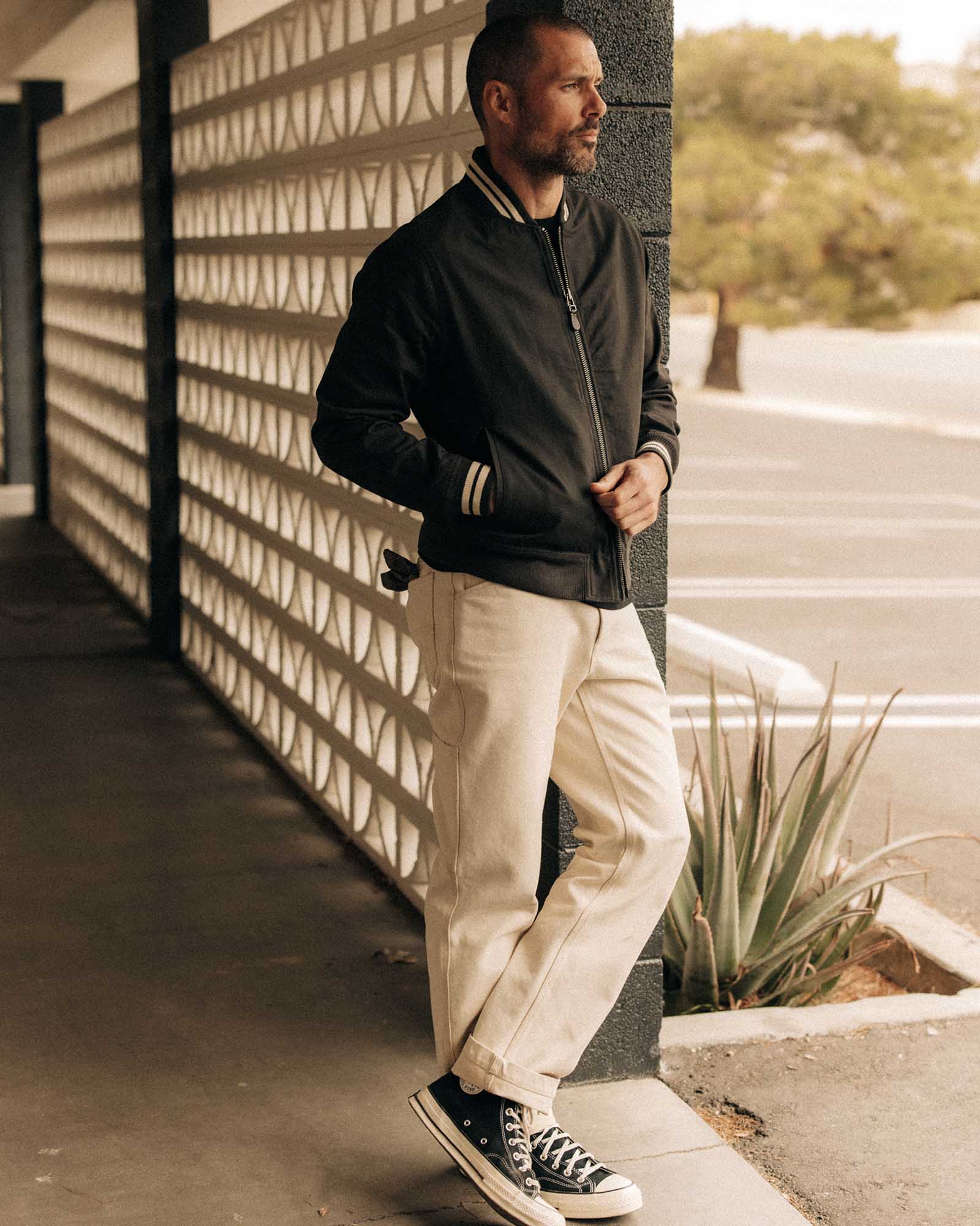 The Speedway Bomber in Organic Faded Black Twill - Image 4