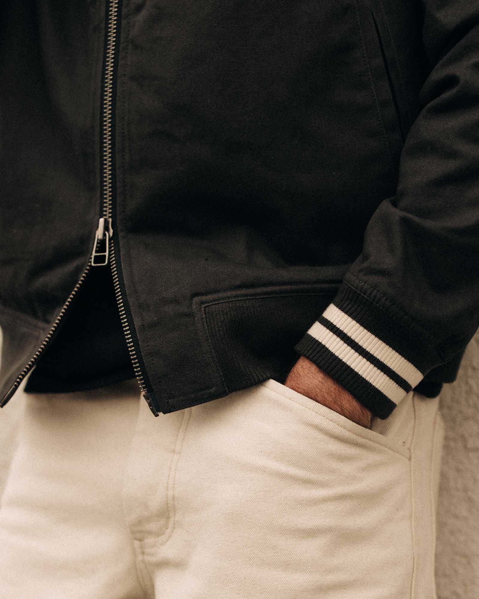 The Speedway Bomber in Organic Faded Black Twill - Image 5