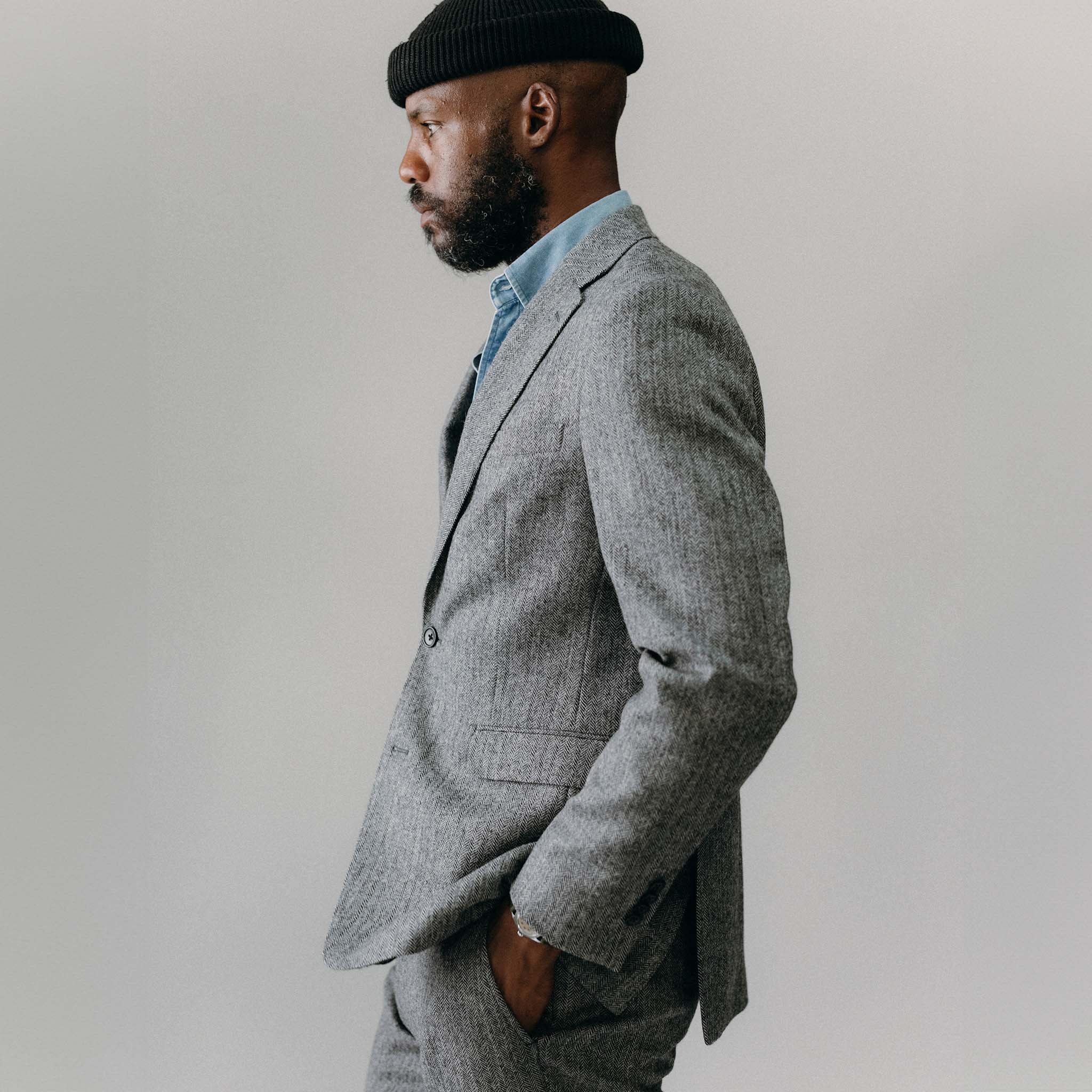 The Stevens Sportcoat in Slate Herringbone Wool - Image 4