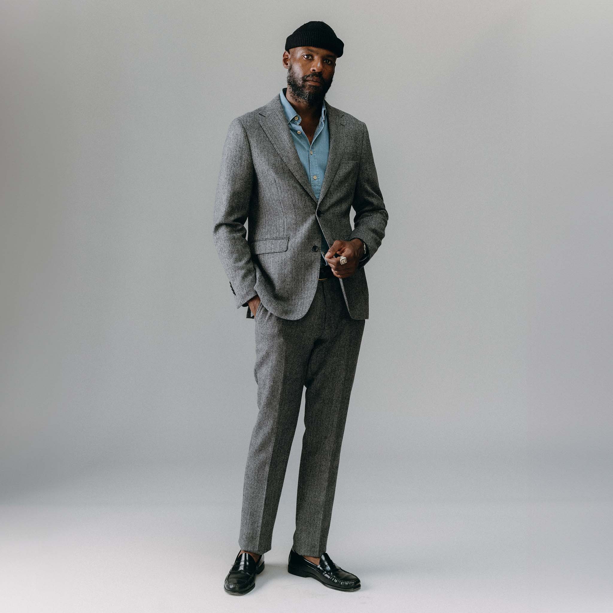 The Stevens Sportcoat in Slate Herringbone Wool - Image 5