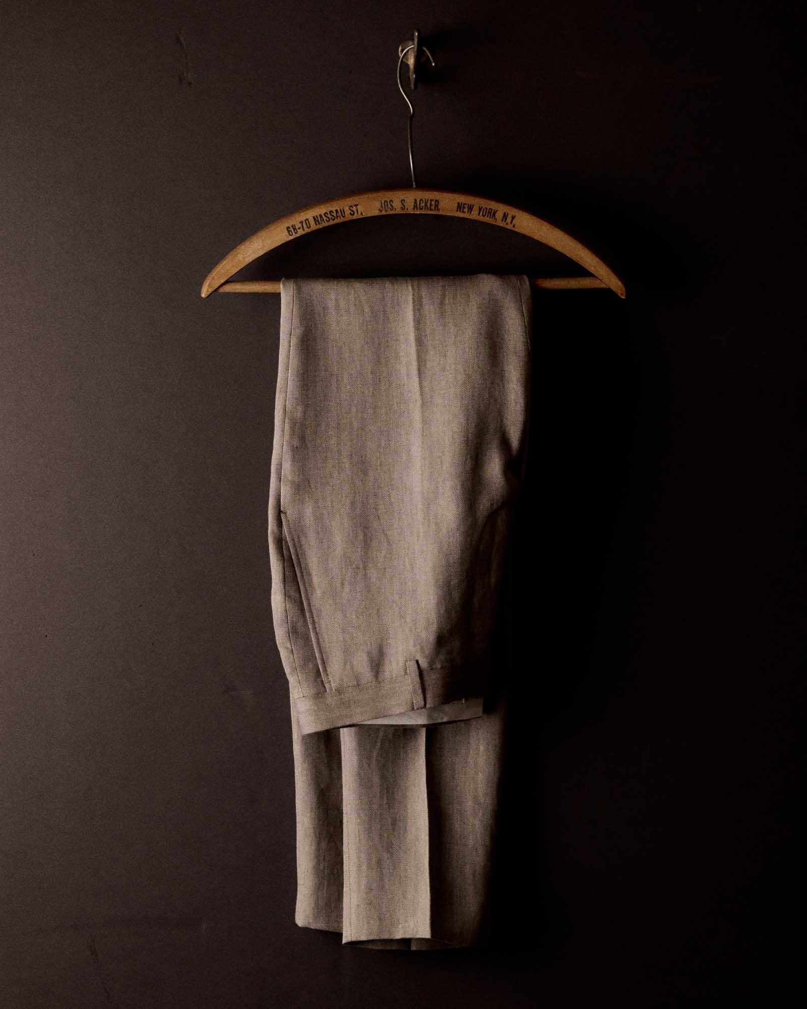 The Stevens Trouser in Coffee Linen Herringbone - Image 10