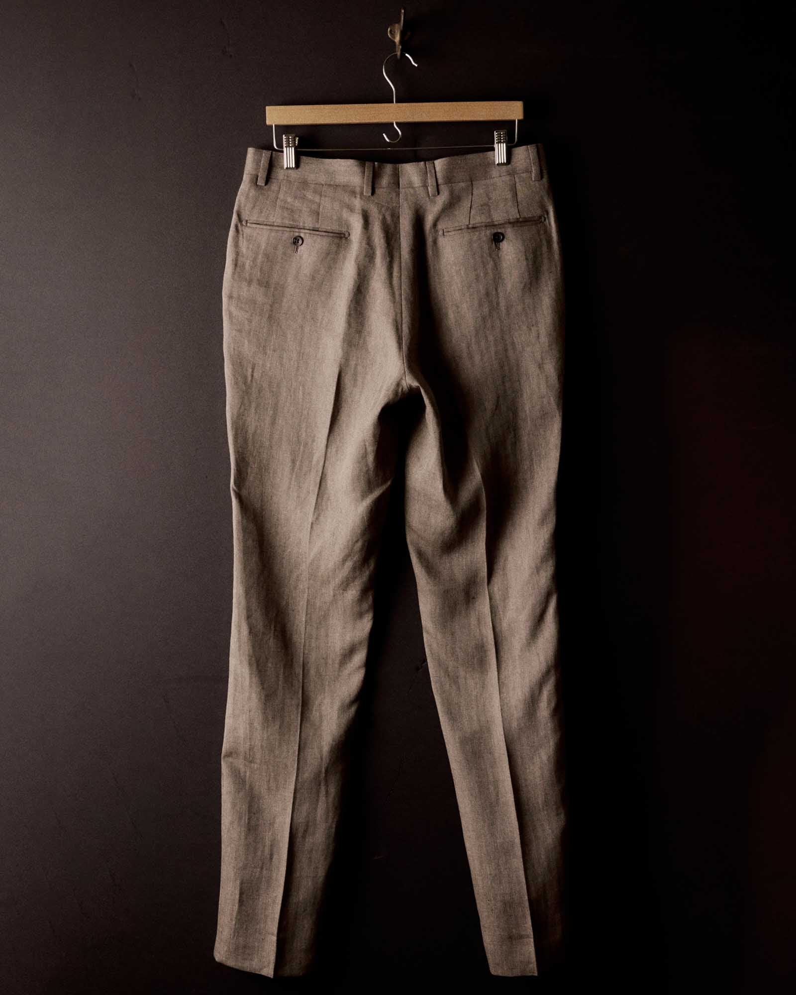 The Stevens Trouser in Coffee Linen Herringbone - Image 8