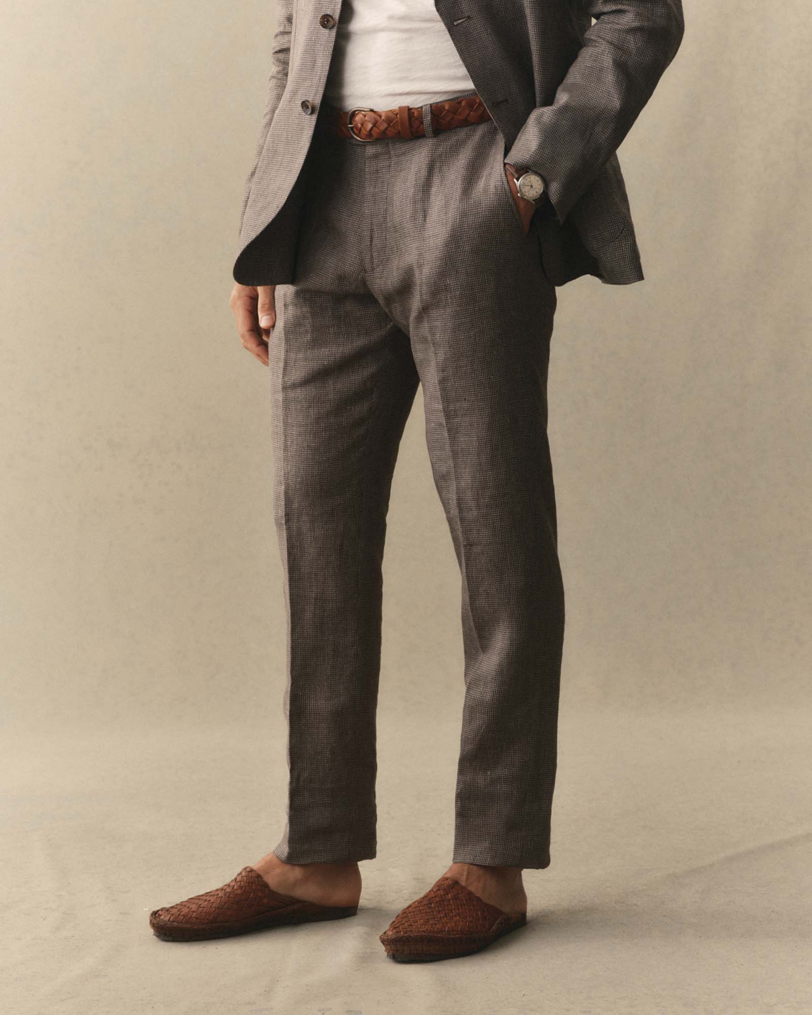 The Stevens Trouser in Morel Micro Check - Image 2