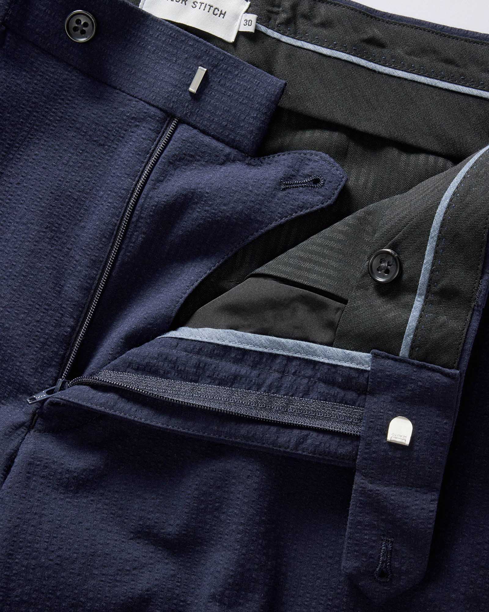 The Stevens Trouser in Navy Linen Seersucker - Image 7
