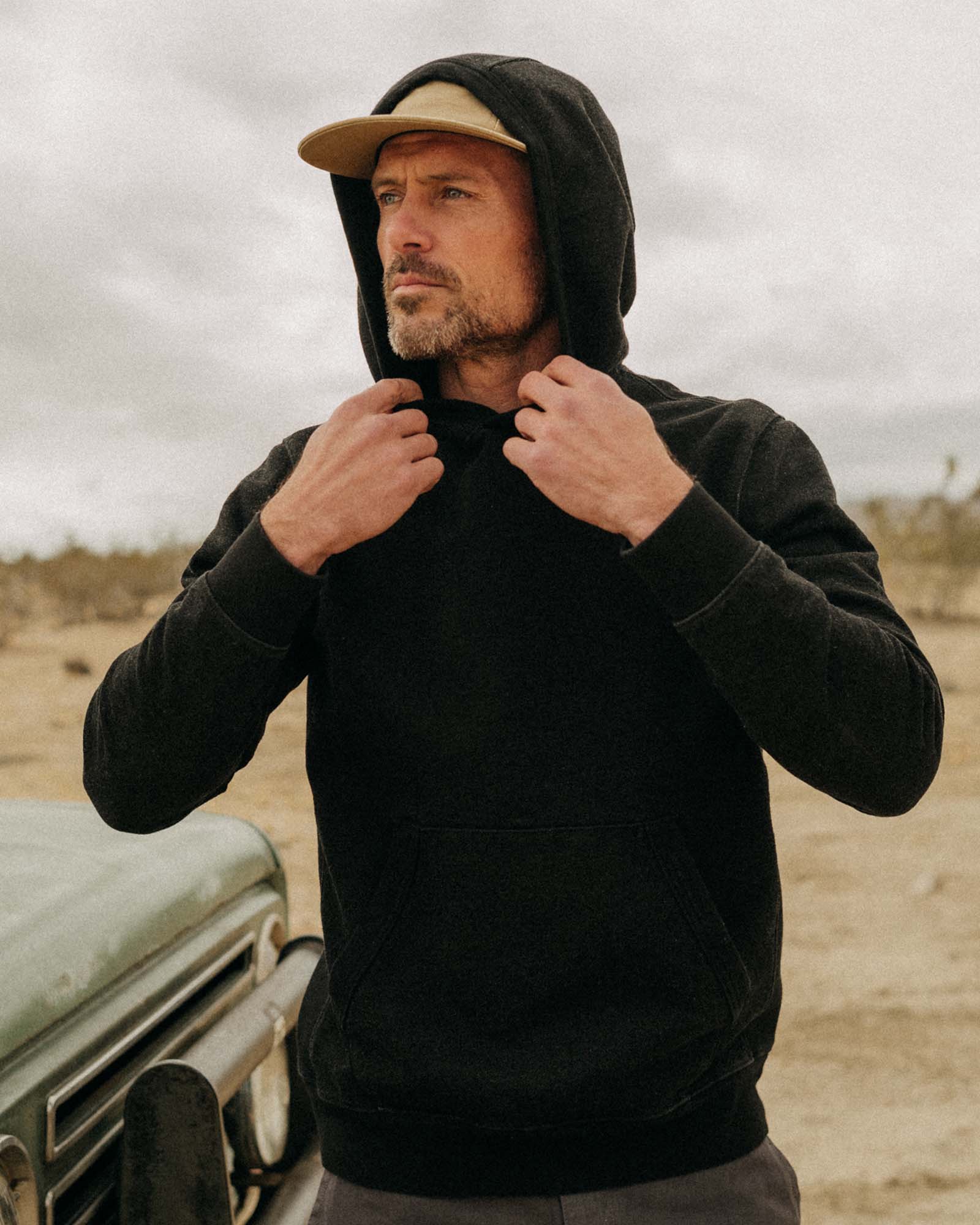 The Sunset Hoodie in Black Indigo Terry - Image 3