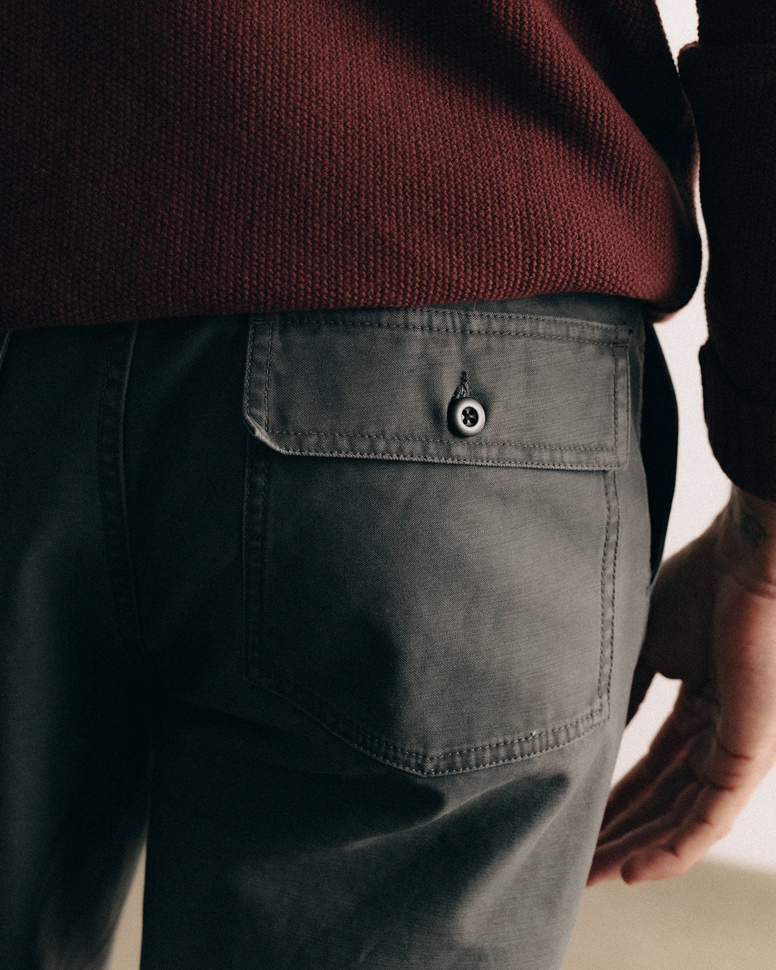 The Surplus Pant in Faded Black Reverse Sateen - Image 4