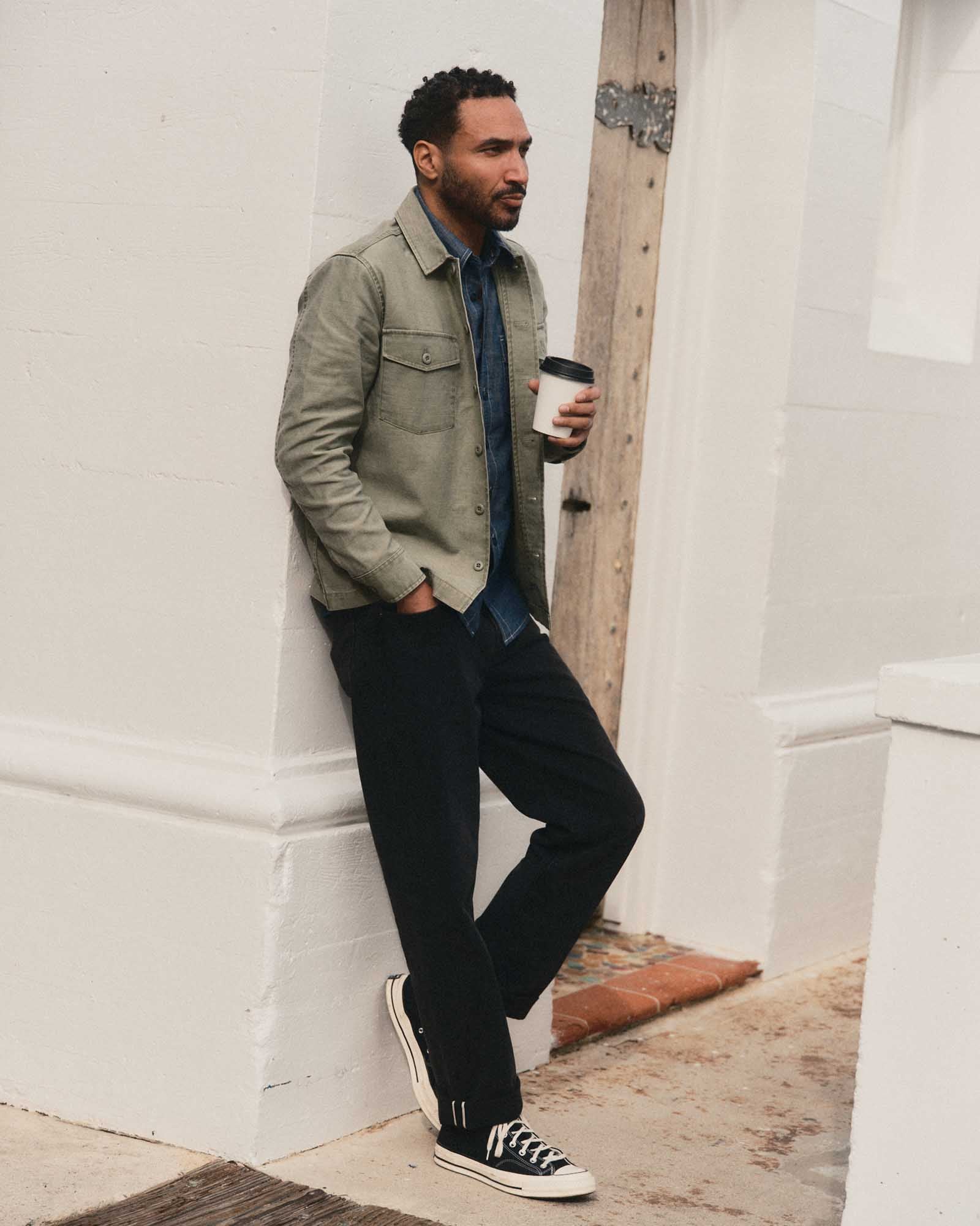 The Surplus Shirt in Field Olive Reverse Sateen - Image 3