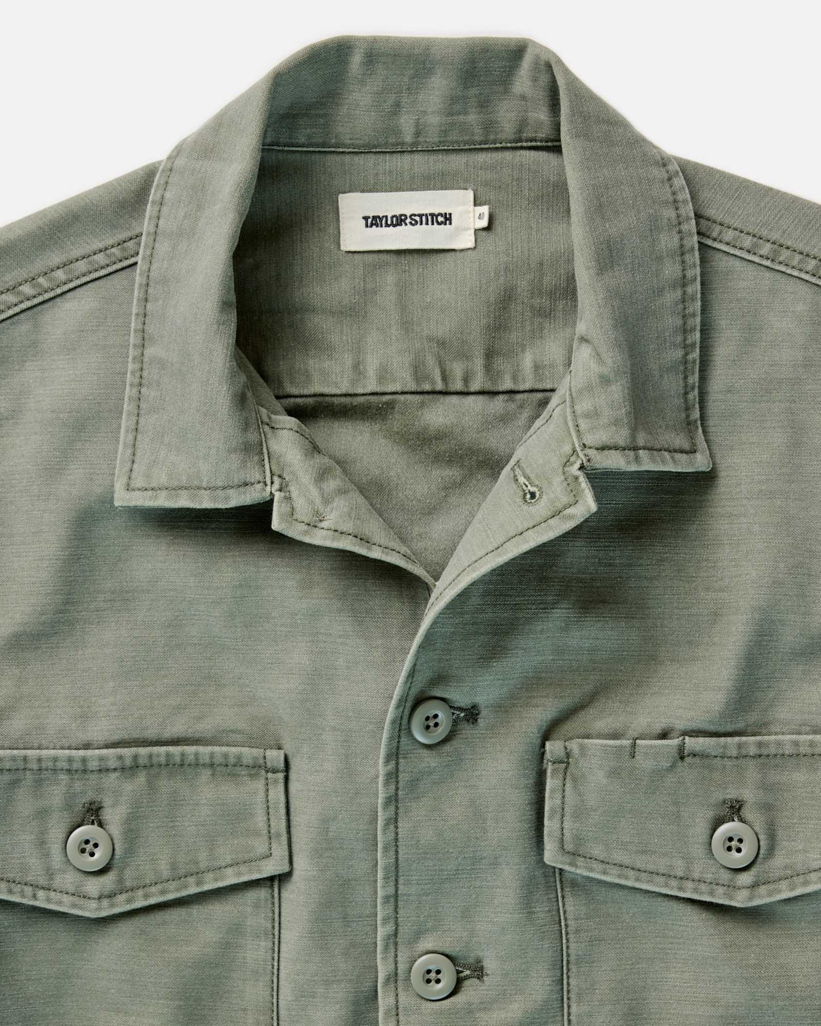 The Surplus Shirt in Field Olive Reverse Sateen - Image 4