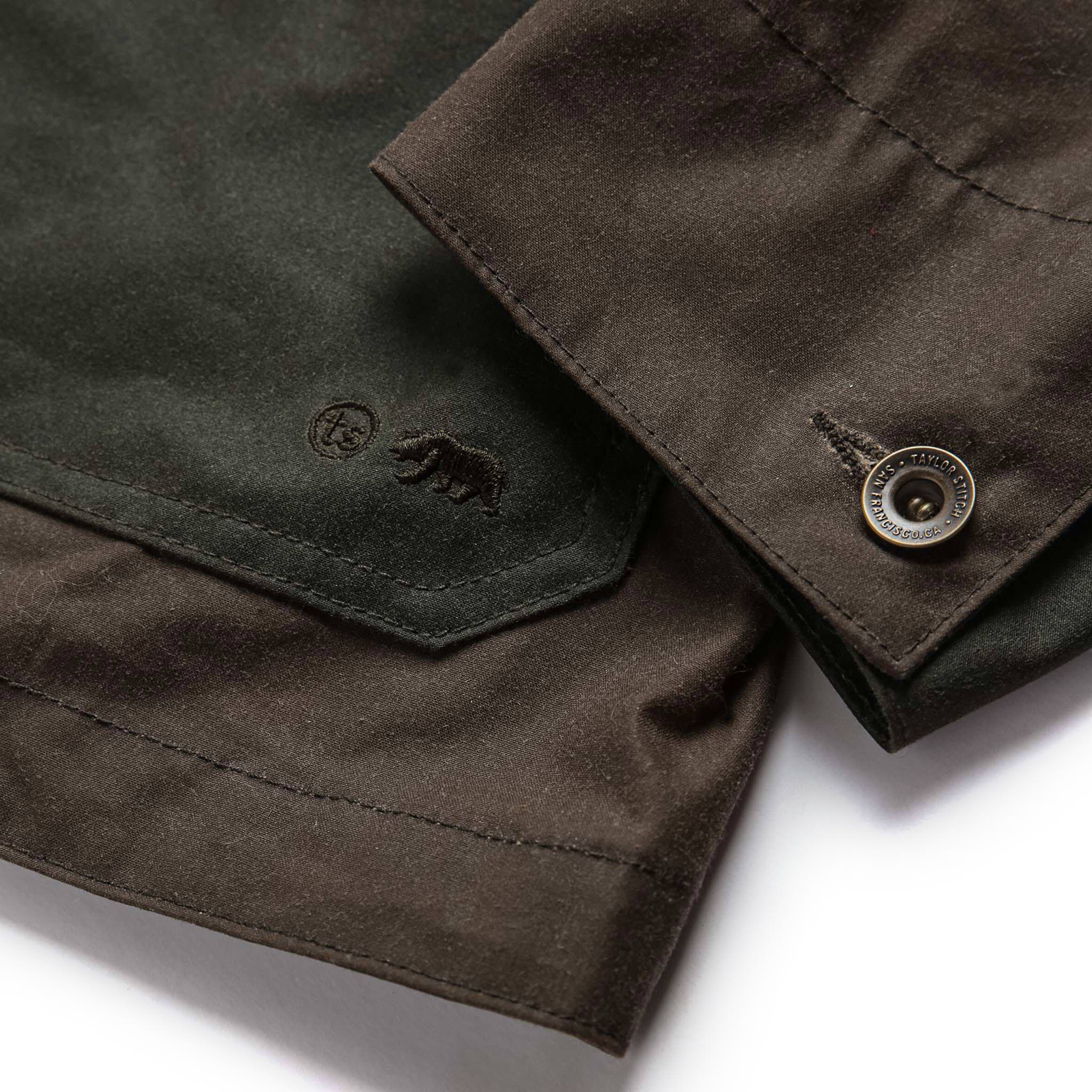The Task Jacket in Waxed Khaki and Olive Patchwork - Image 9