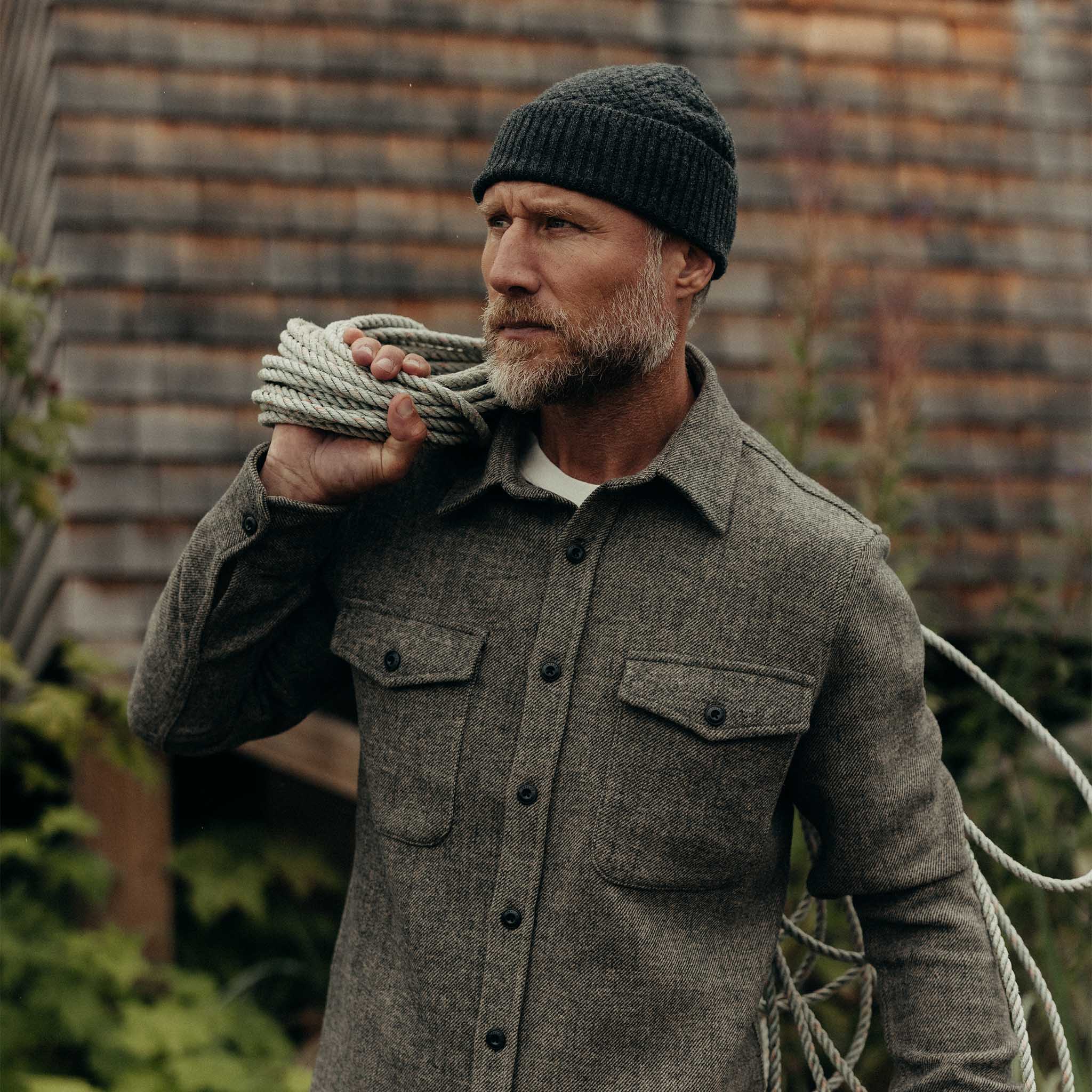 The Textured Knit Beanie in Heather Coal Merino - Image 2