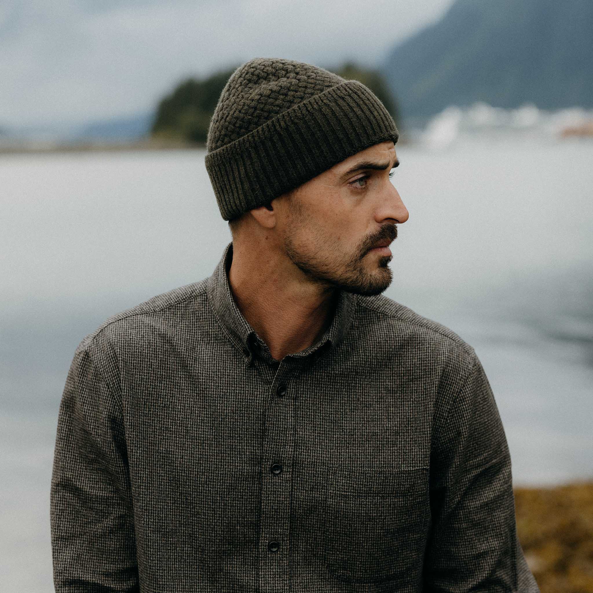 The Textured Knit Beanie in Heather Loden Merino - Image 2