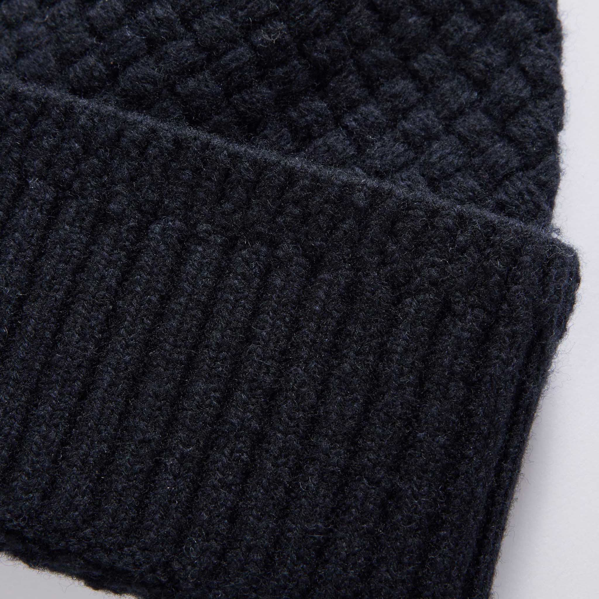 The Textured Knit Beanie in Heather Navy Merino - Image 3