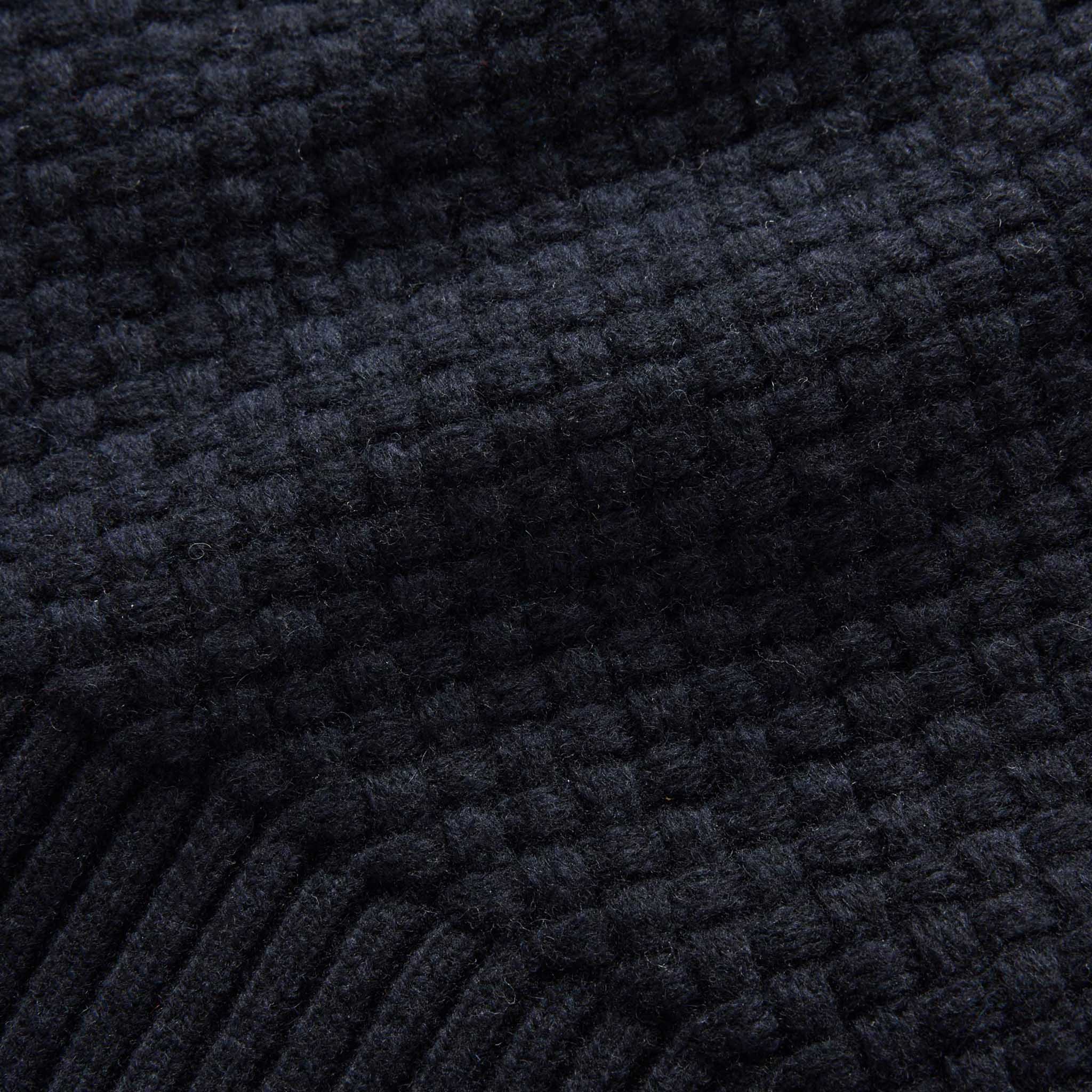 The Textured Knit Beanie in Heather Navy Merino - Image 4