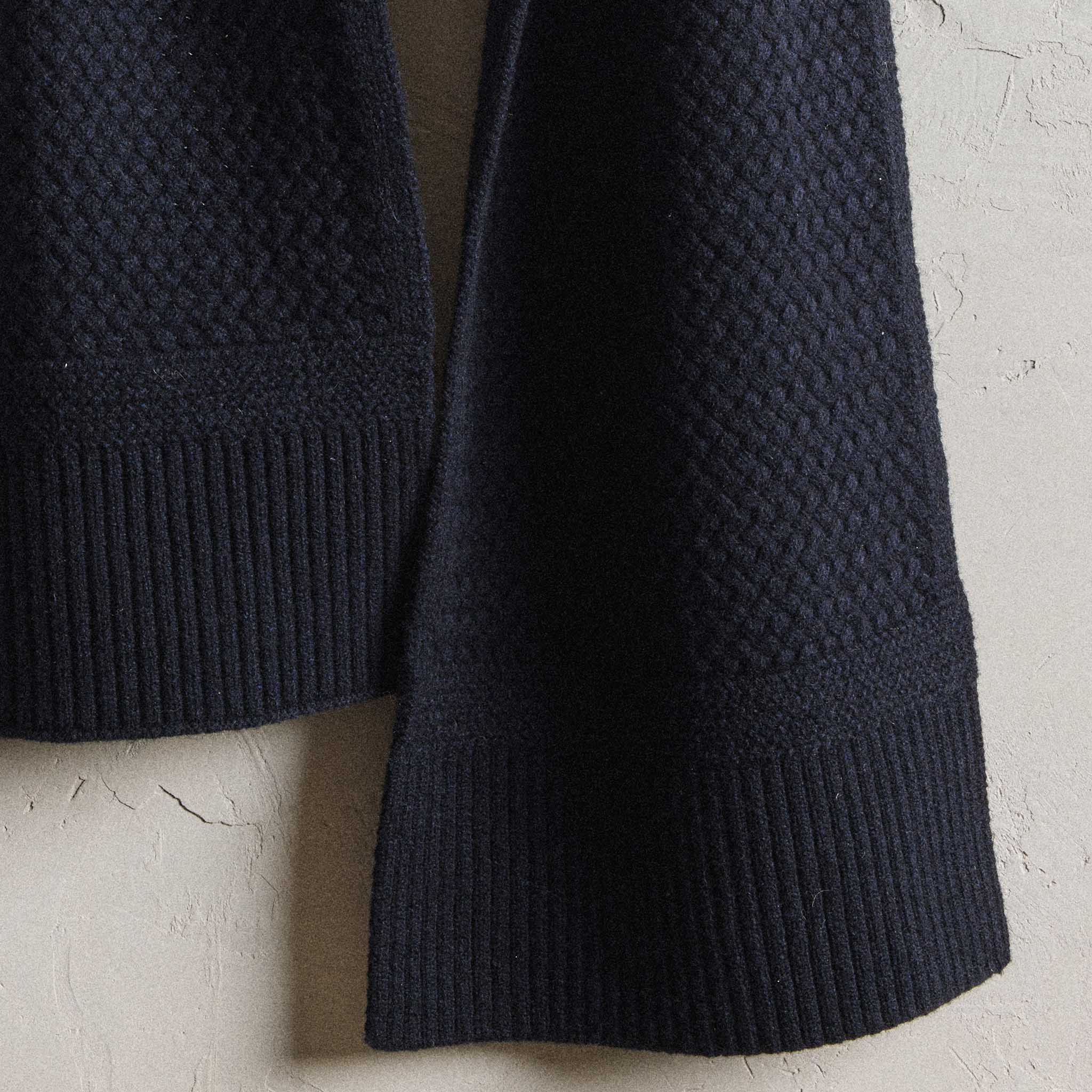 The Textured Knit Scarf in Heather Navy Merino - Image 3