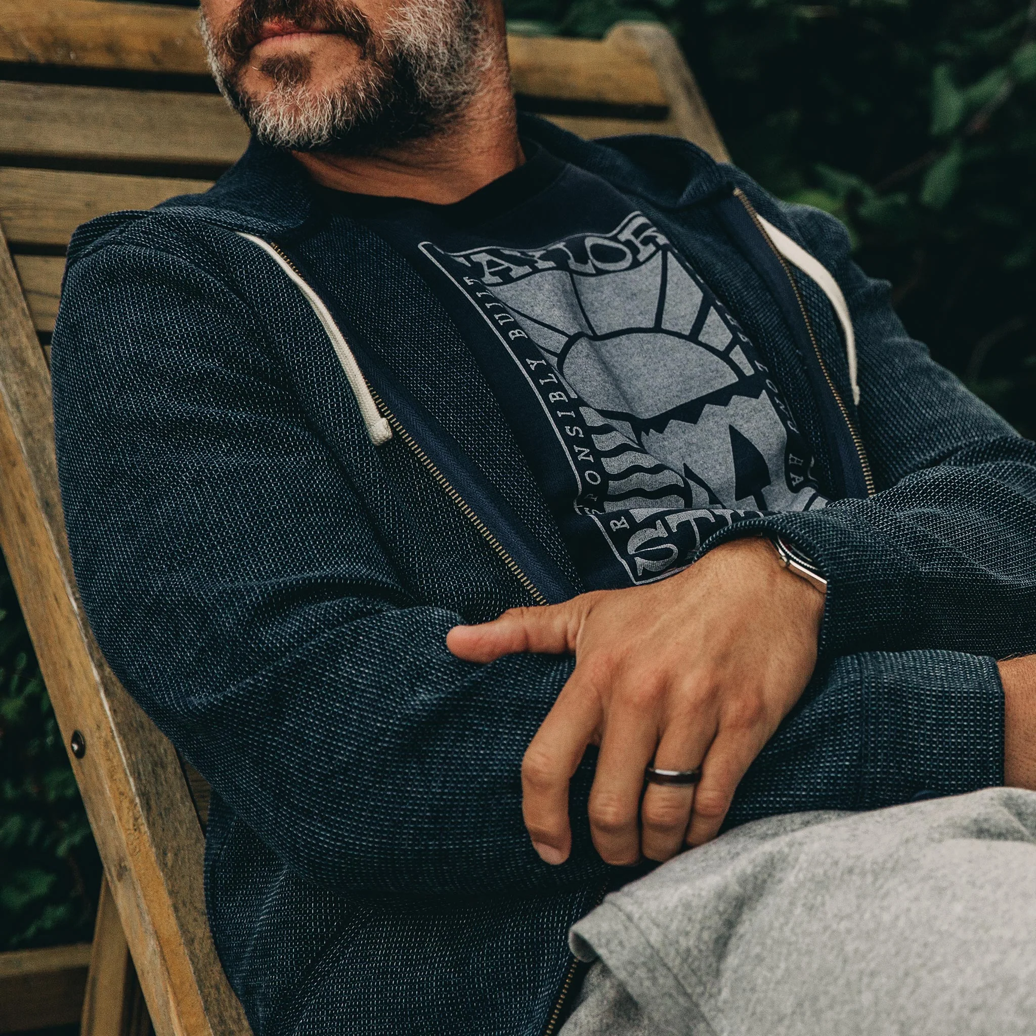 The Après Hoodie in Indigo Waffle - Image 4