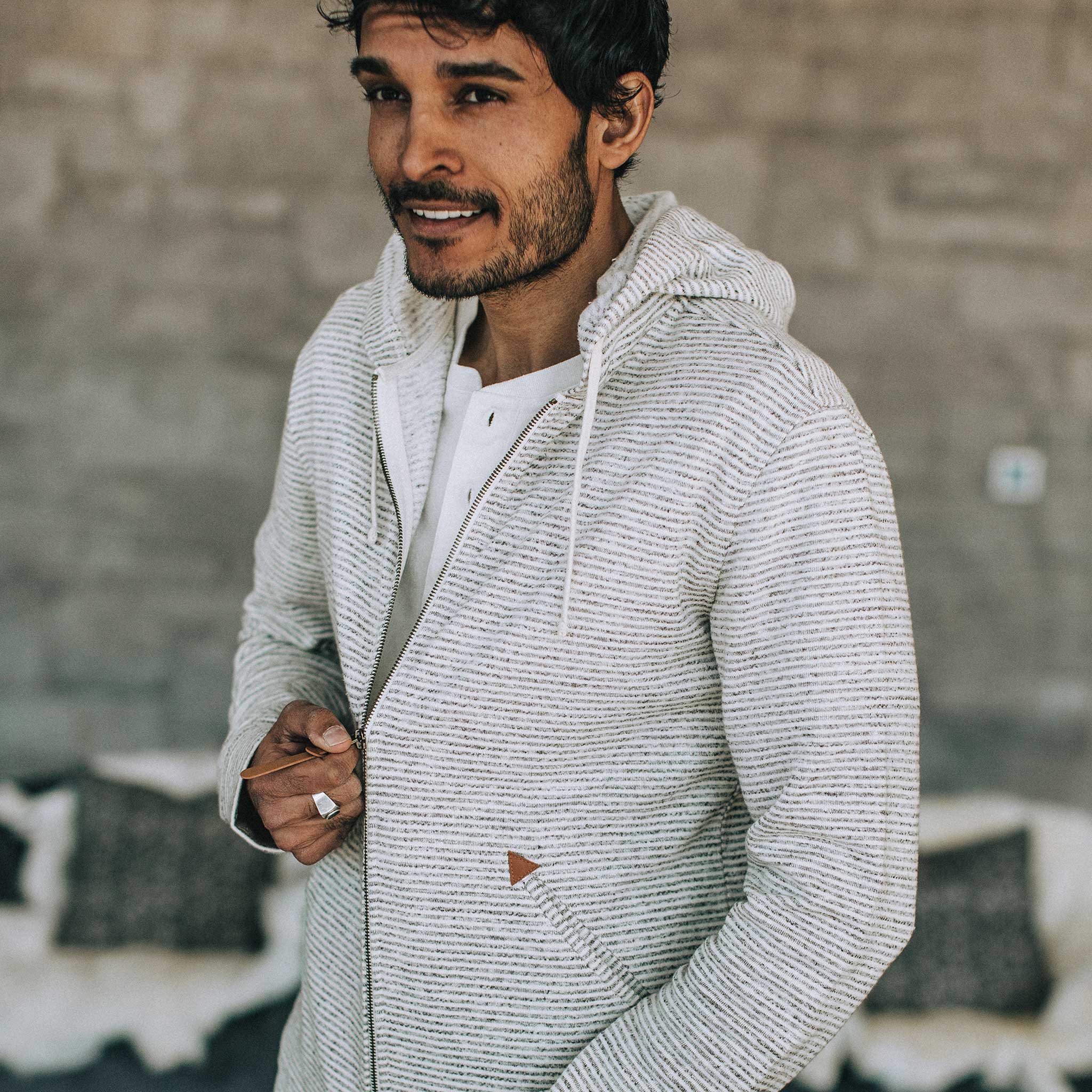 The Après Hoodie in Natural Hemp Stripe - Image 2