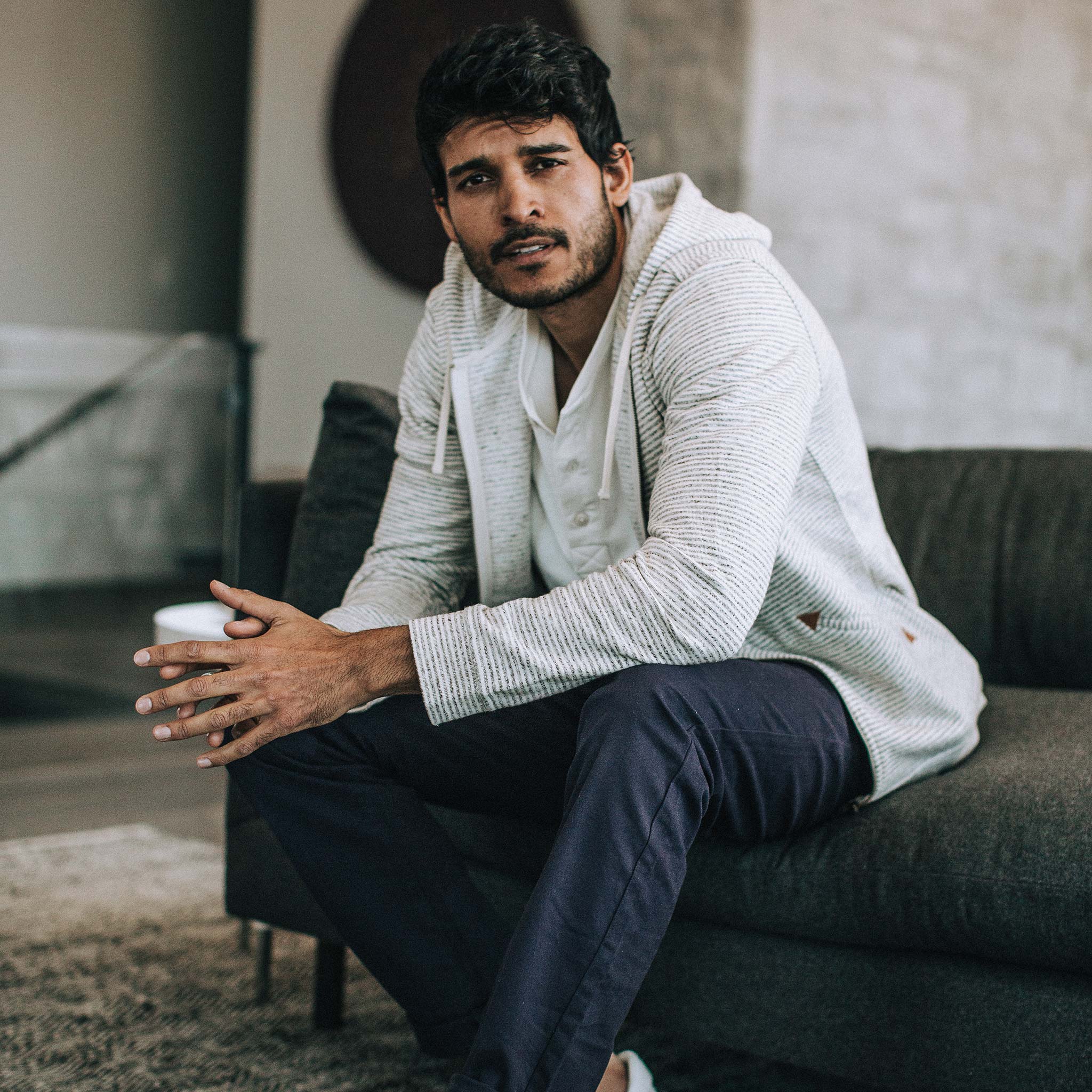 The Après Hoodie in Natural Hemp Stripe - Image 3