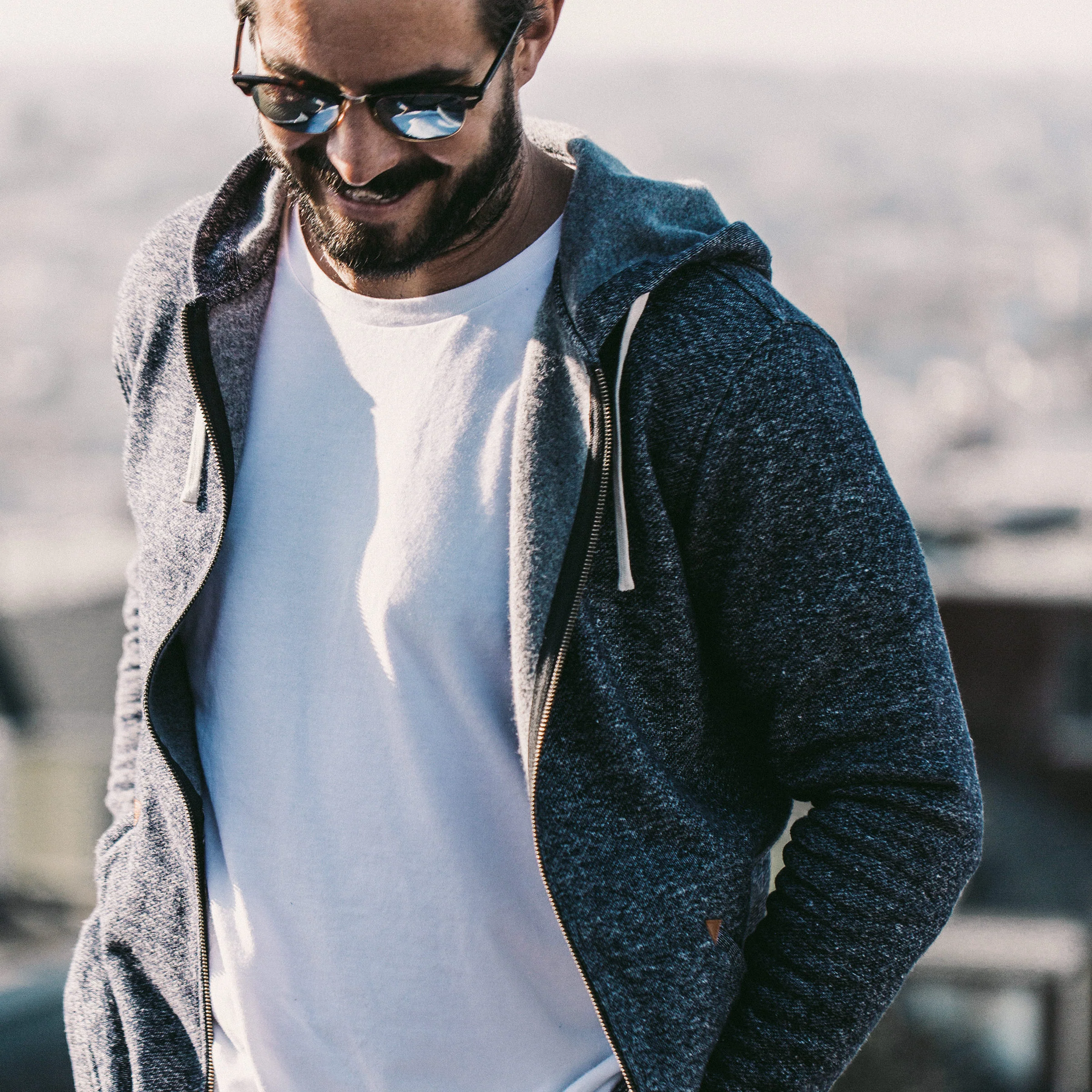 The Après Hoodie in Navy Hemp Fleece - Image 5