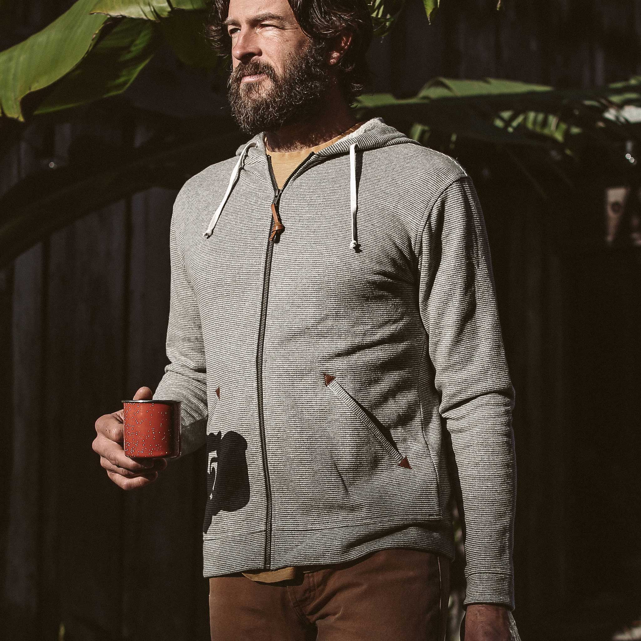 The Après Hoodie in Olive Stripe Hemp Fleece - Image 2