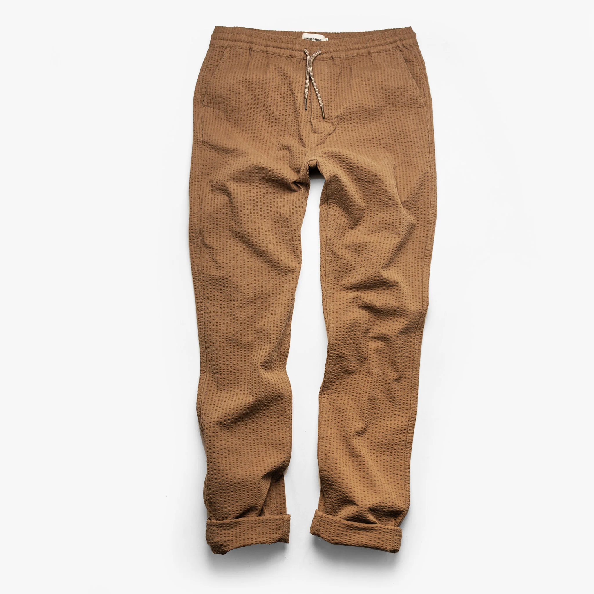The Après Pant in British Khaki Seersucker - Image 10