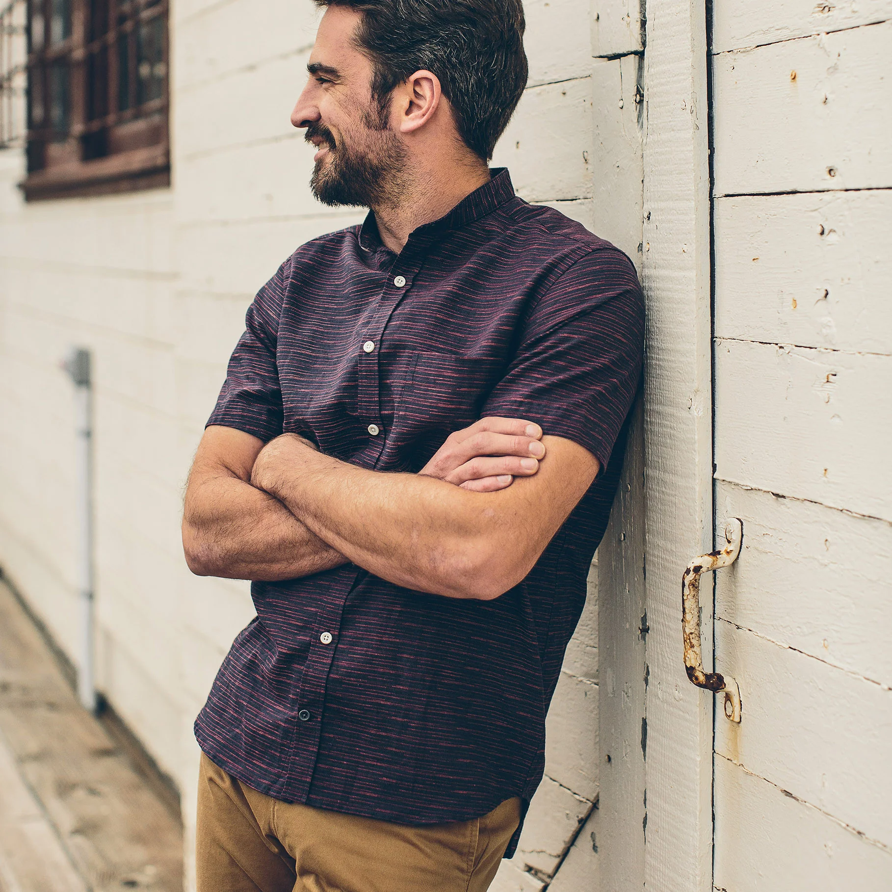 The Bandit in Navy & Red Slub Stripe - Image 2