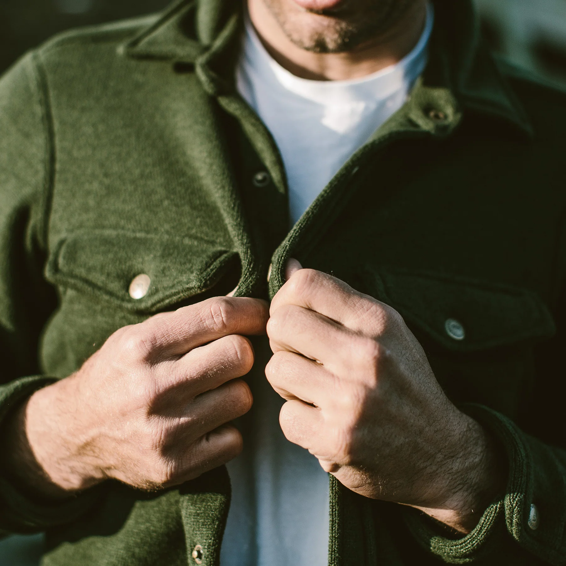 The Big Sur Jacket in Heather Olive Polartec - Image 7