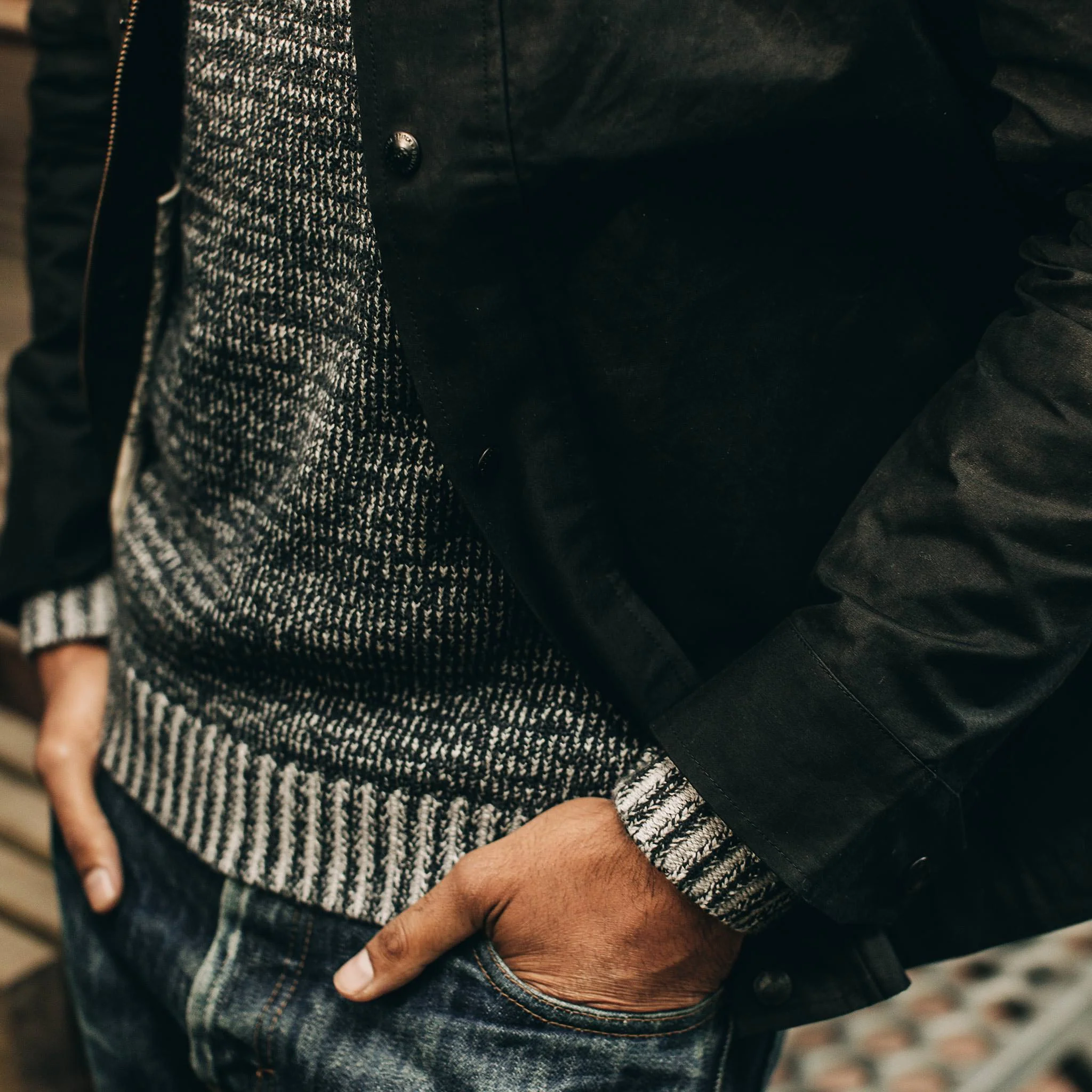 The Bomber Jacket in Black Dry Wax - Image 4