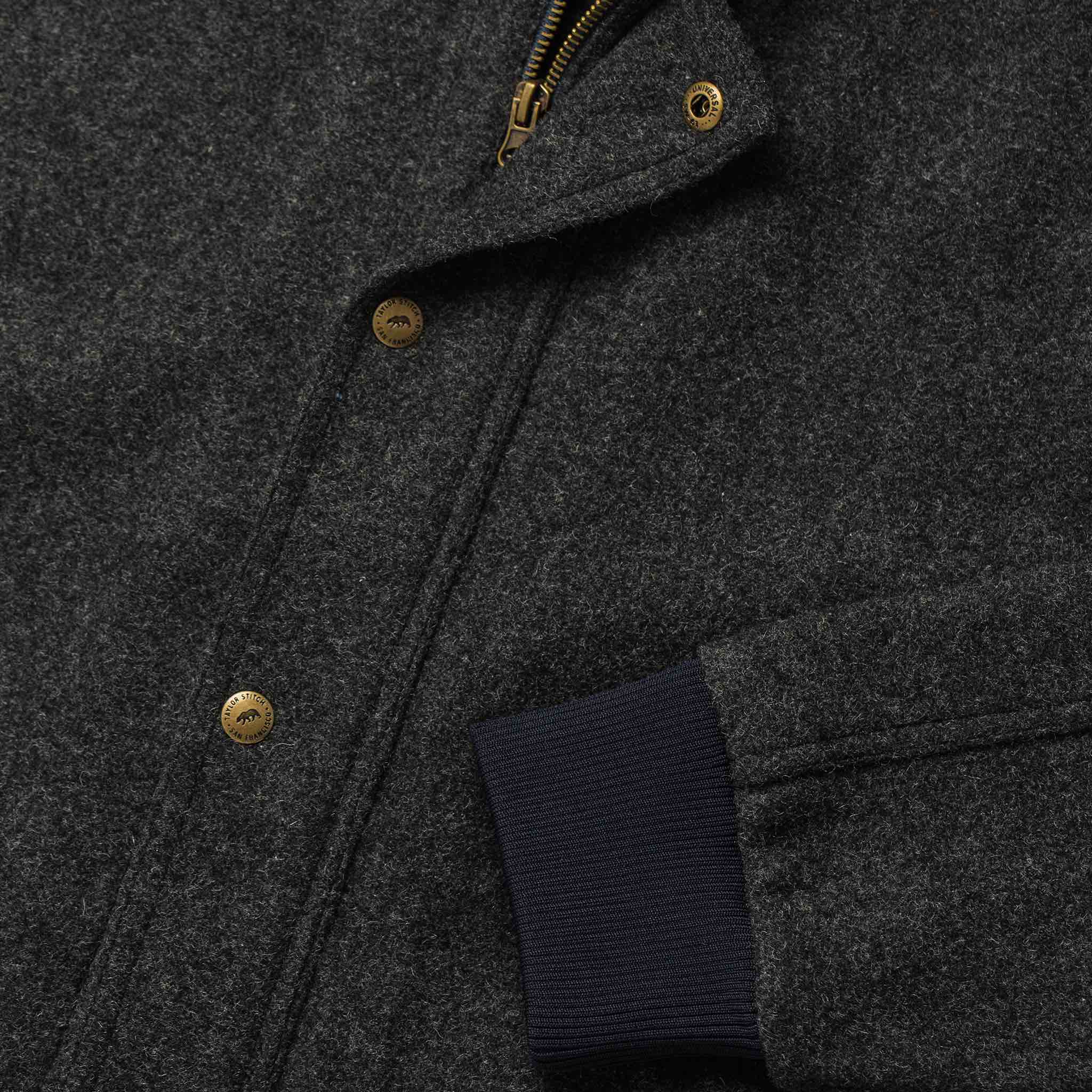 The Bomber Jacket in Charcoal Wool - Image 10