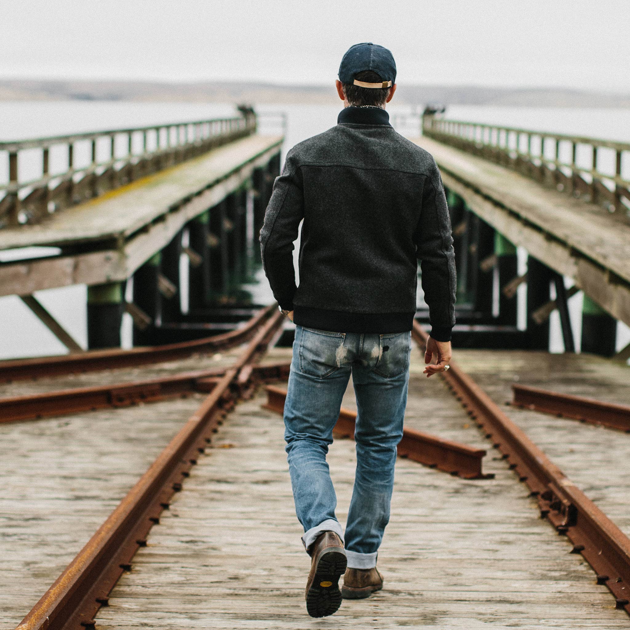 The Bomber Jacket in Charcoal Wool - Image 3