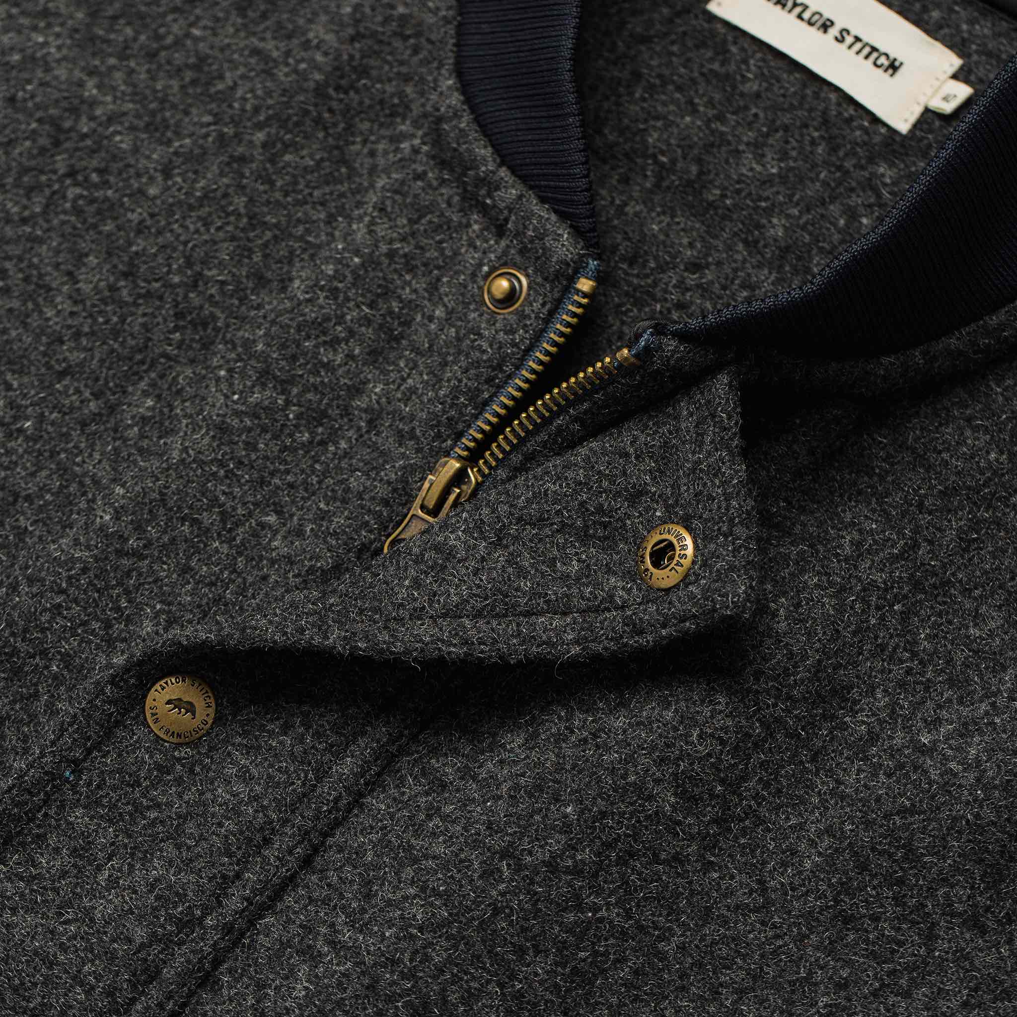 The Bomber Jacket in Charcoal Wool - Image 7