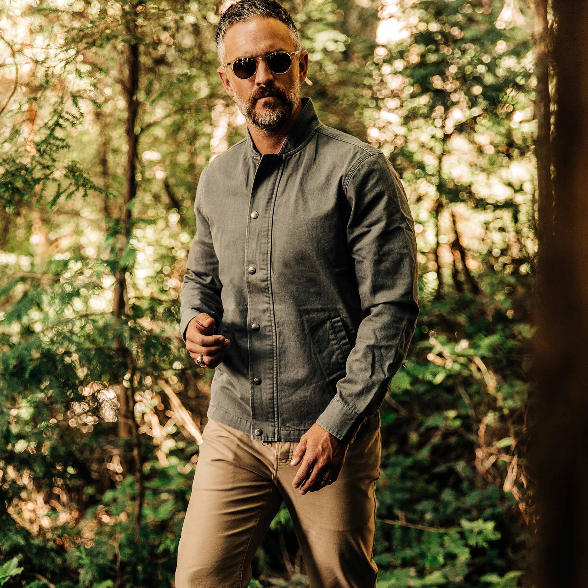 The Bomber Jacket in Washed Slate Herringbone - Image 2