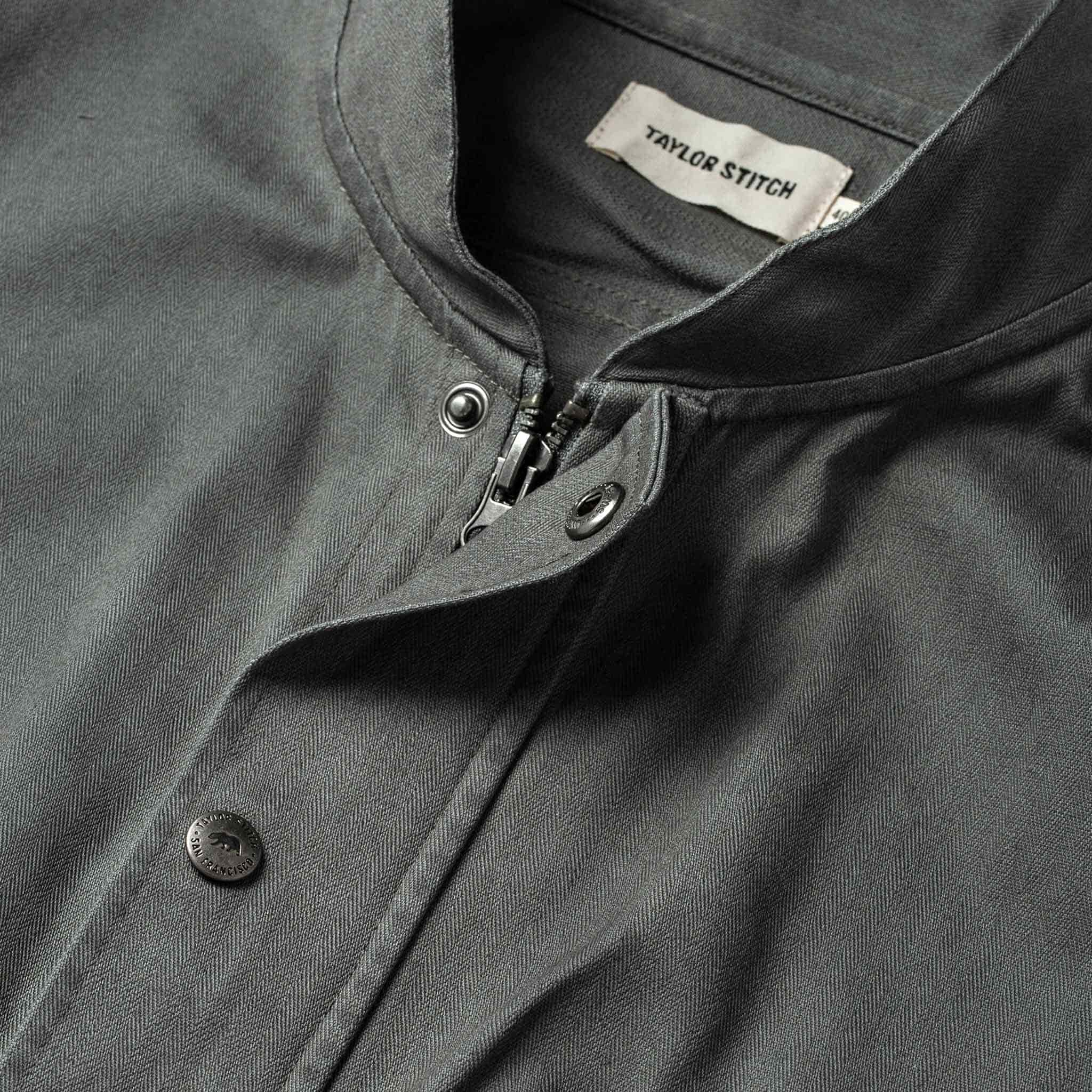 The Bomber Jacket in Washed Slate Herringbone - Image 7