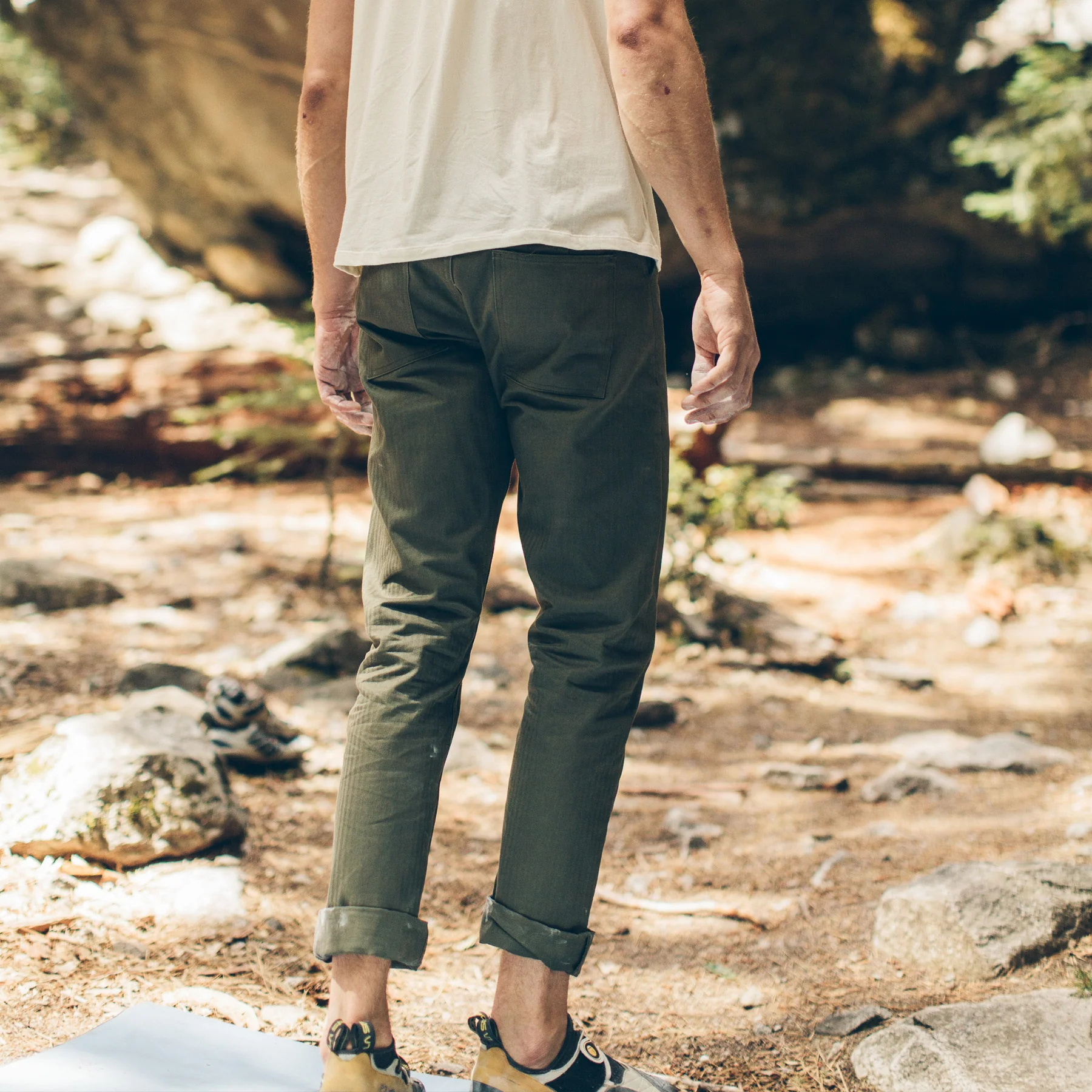 The Camp Pant in Olive Drab Herringbone - Image 2